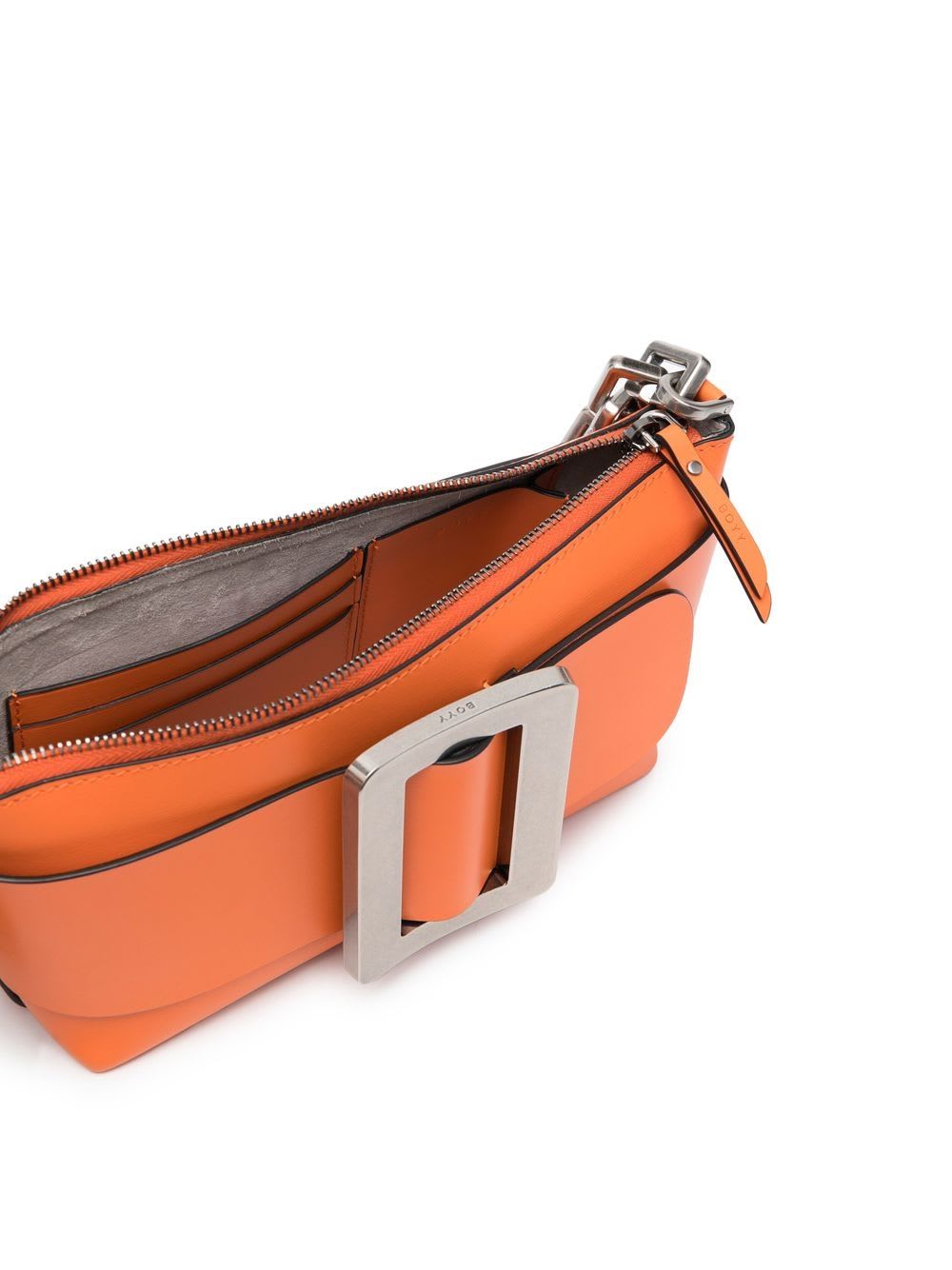 Boyy Buckle Pouchette Leather Shoulder Bag In Orange