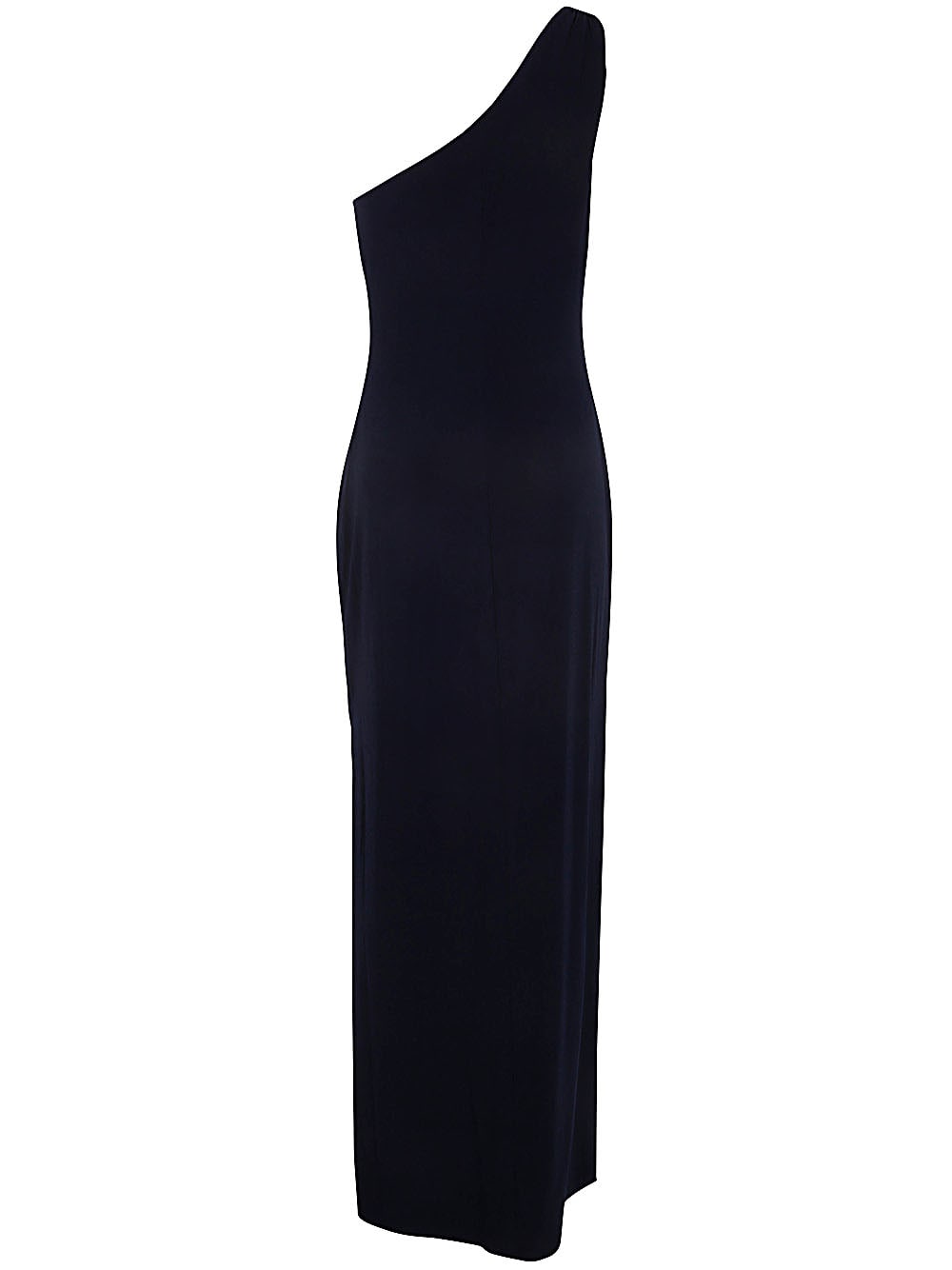 Shop Ralph Lauren Belina One Shoulder Evening Dress In Lighthouse Navy