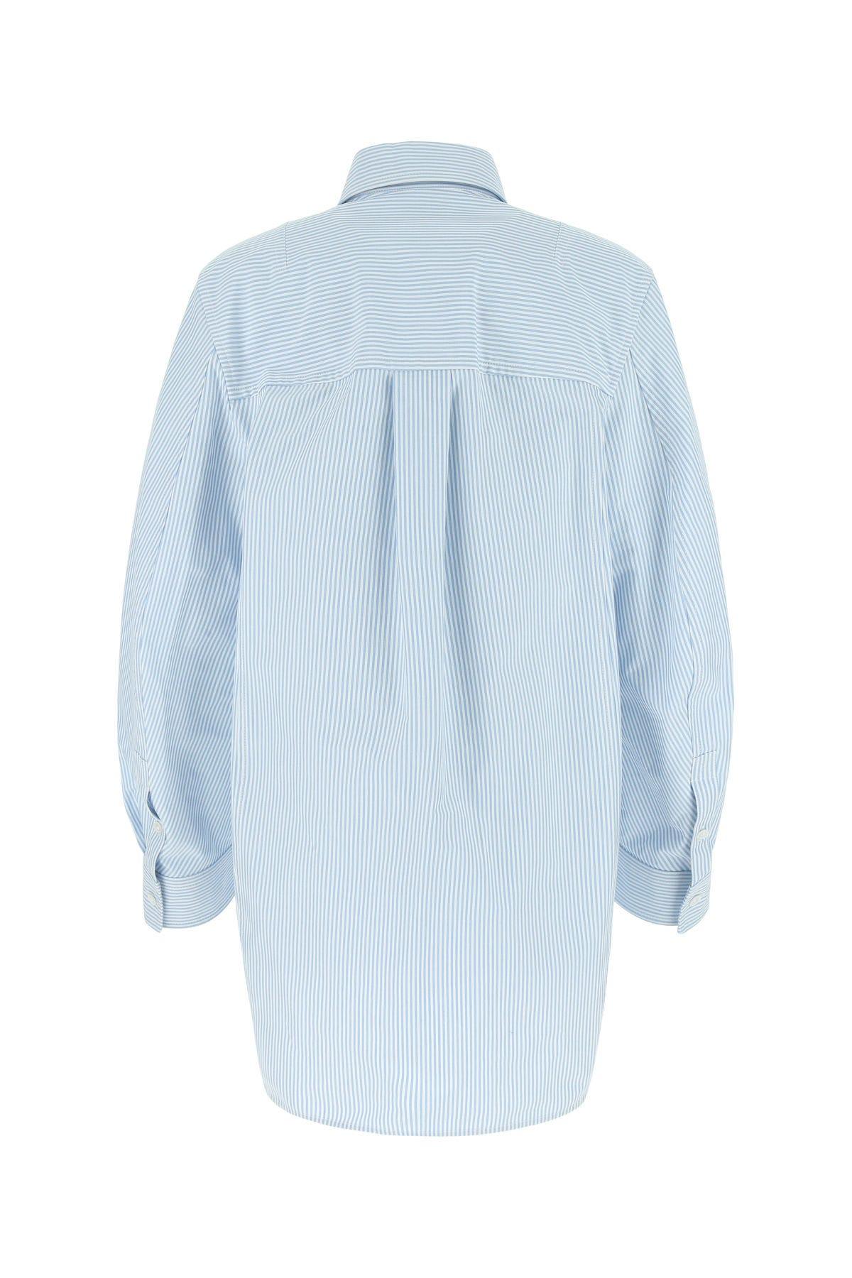 Shop Bottega Veneta Embroidered Cotton Oversize Shirt In Azure