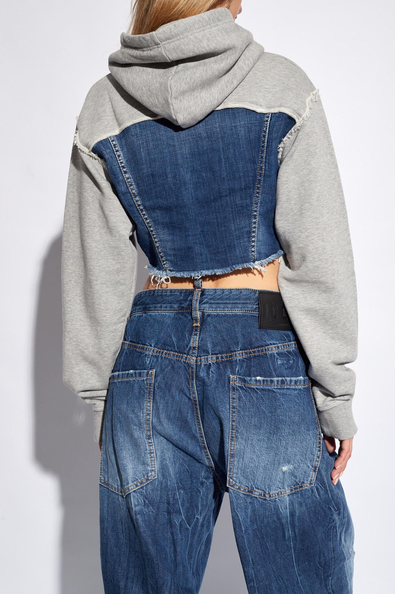 Shop Dsquared2 Panelled Hoodie In Denim
