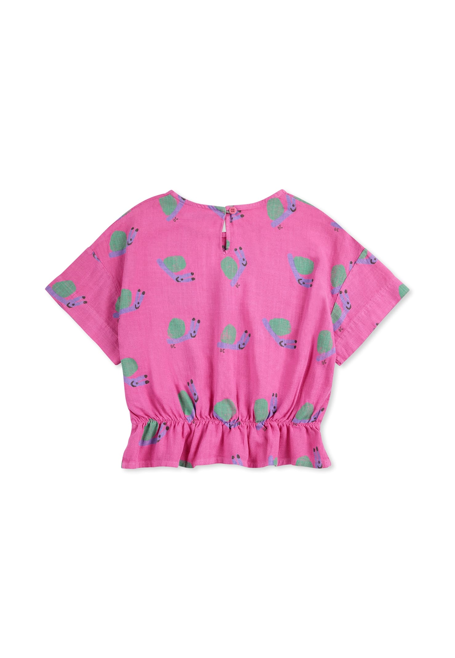 Shop Bobo Choses Fuchsia Crop T-shirt For Girl With Snail Print