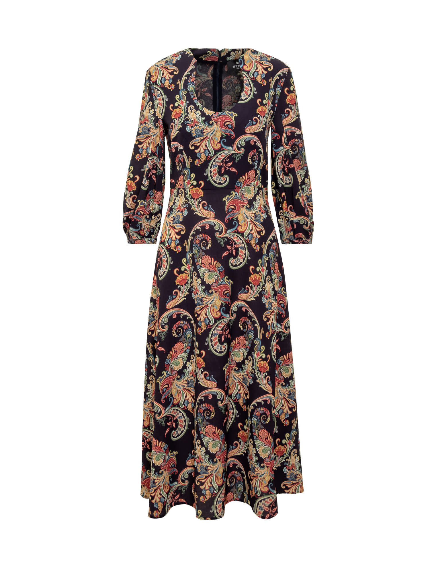 Shop Etro Paisley Midi Dress In Stampa Fdo Blu