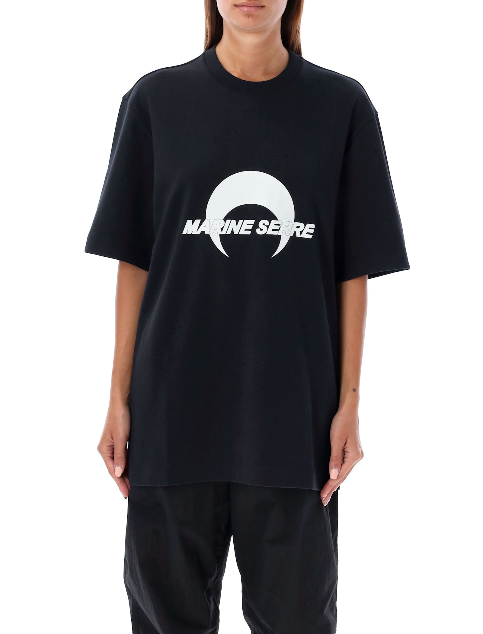 Shop Marine Serre Loose Fit T-shirt In Black