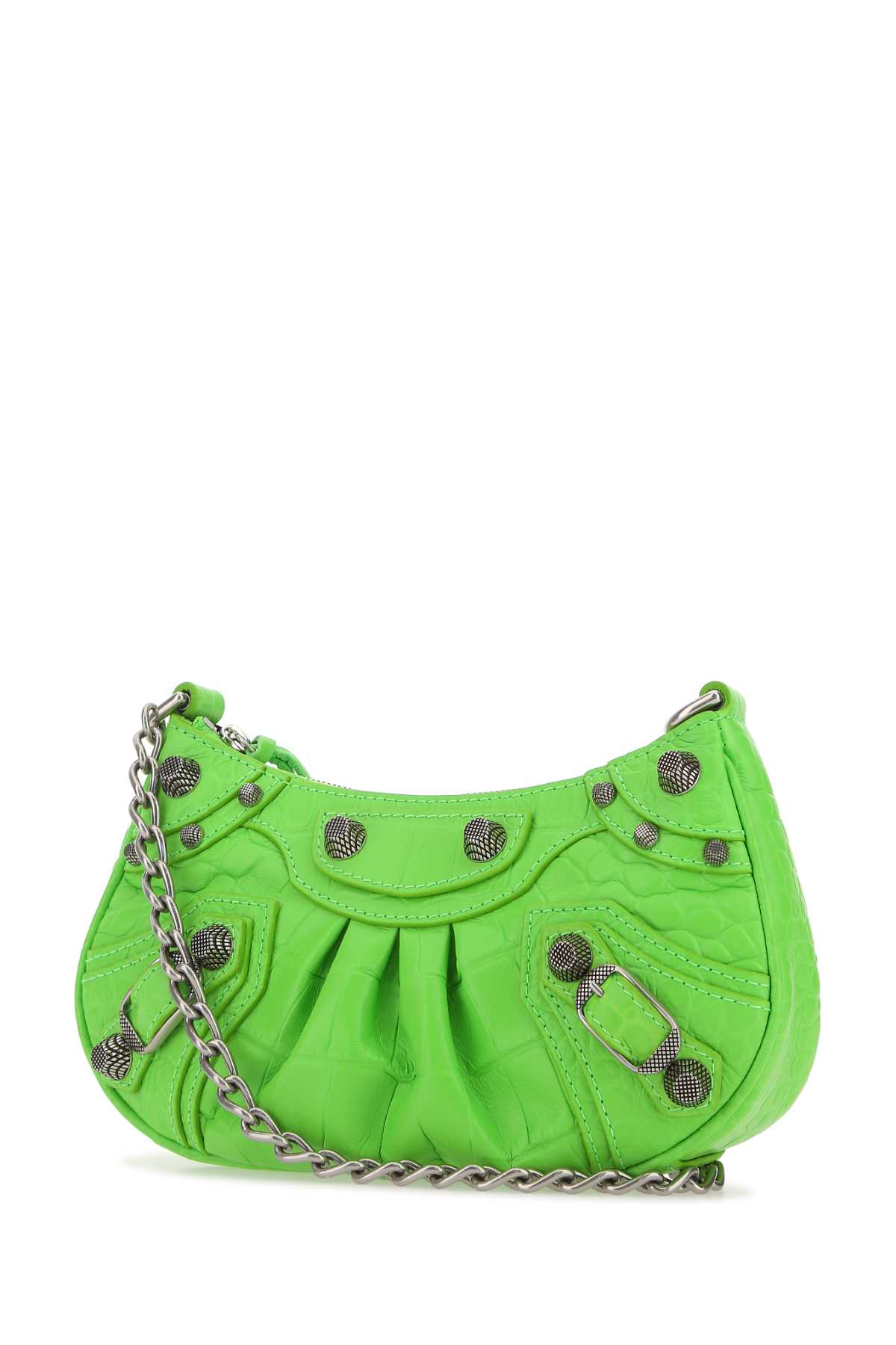 Shop Balenciaga Fluo Green Leather Le Cagole Mini Handbag In 3817