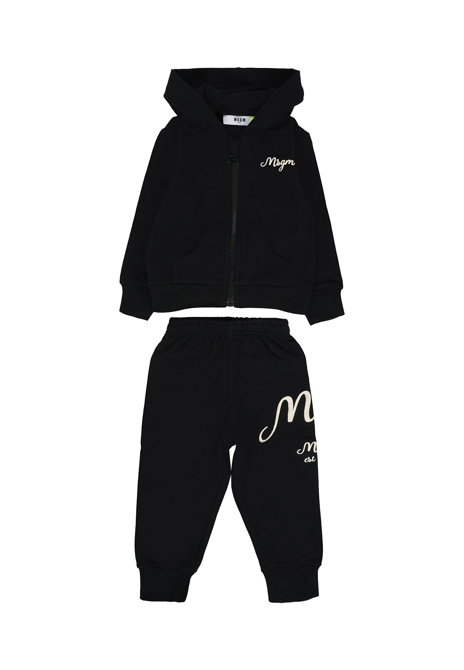 Msgm Black Set For Baby Boy With White Logo In Black
