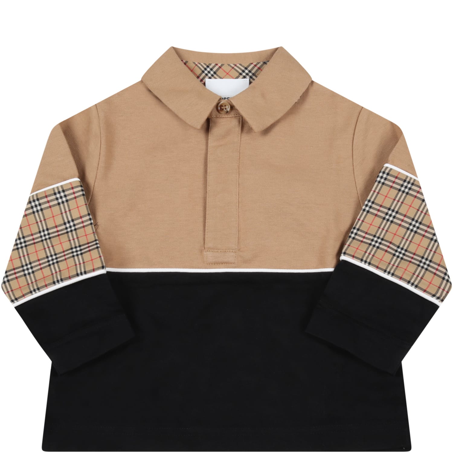 BURBERRY MULTICOLOR POLO FOR BABY KIDS WITH VINTAGE CHECK