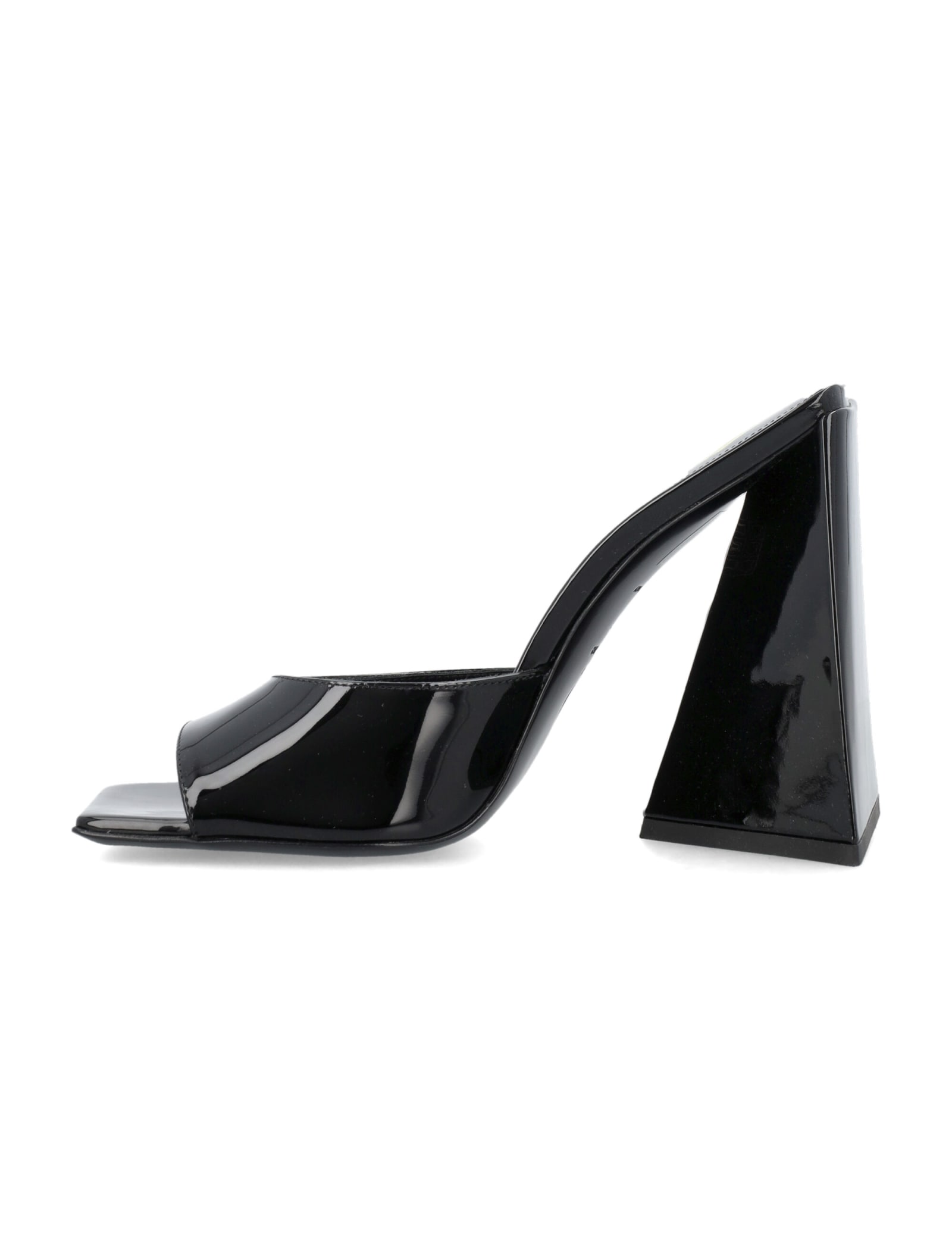 Attico Mini Devon 85 Patent Leather Sandals In Black