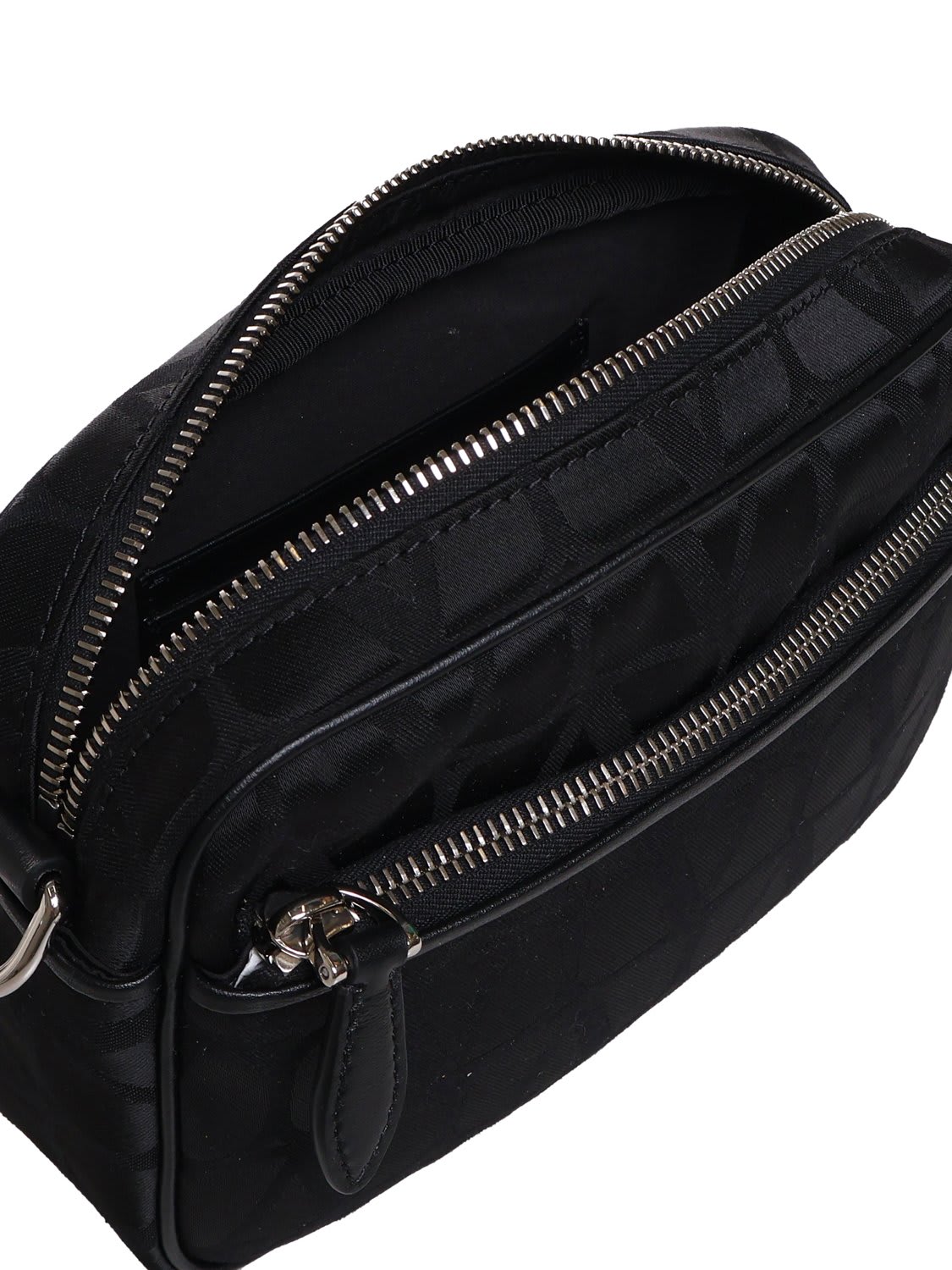 Shop Valentino Toile Iconographe Zip-up Shoulder Bag In Black