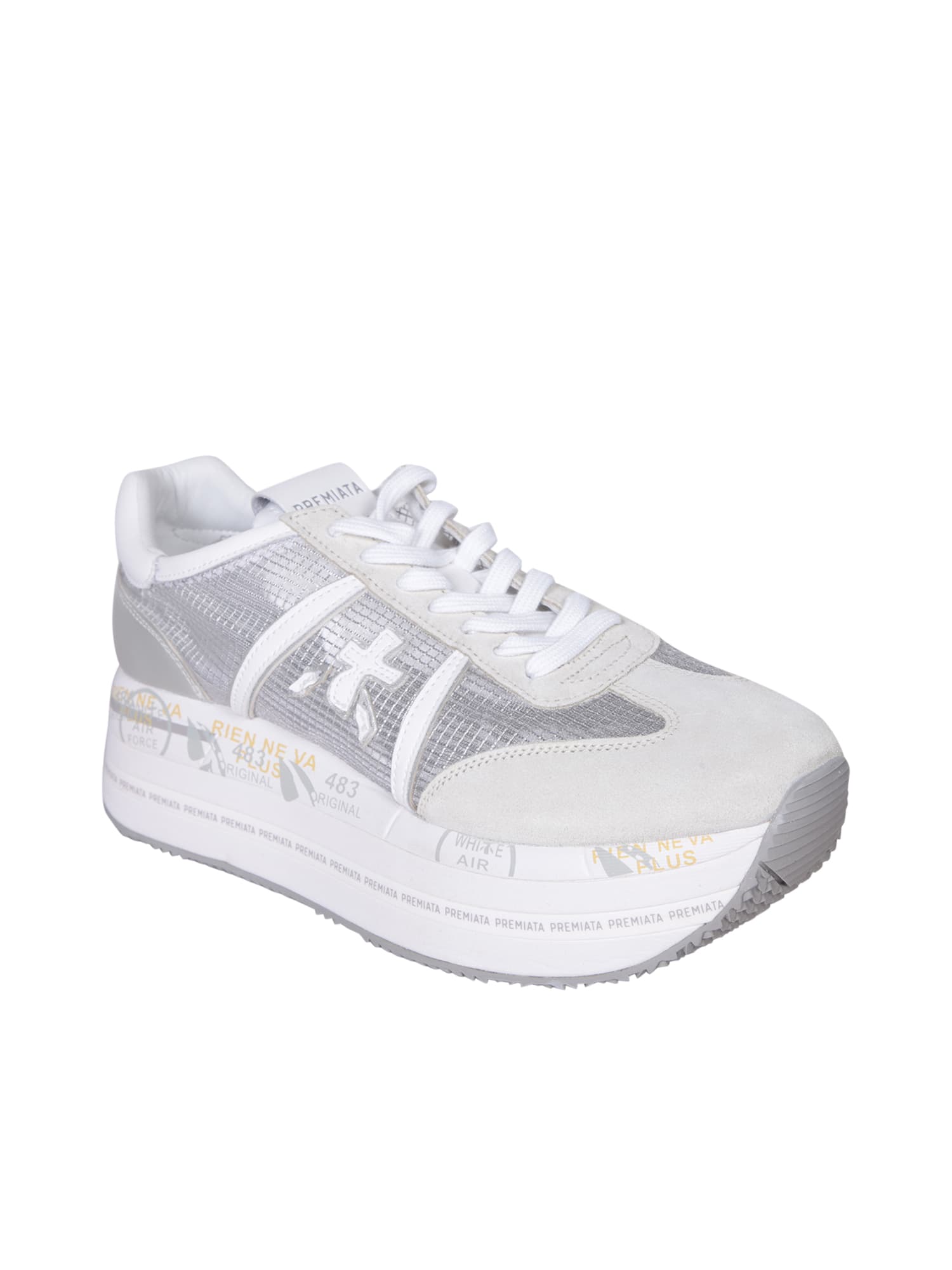 Shop Premiata Beth Silver Sneakers In Metallic