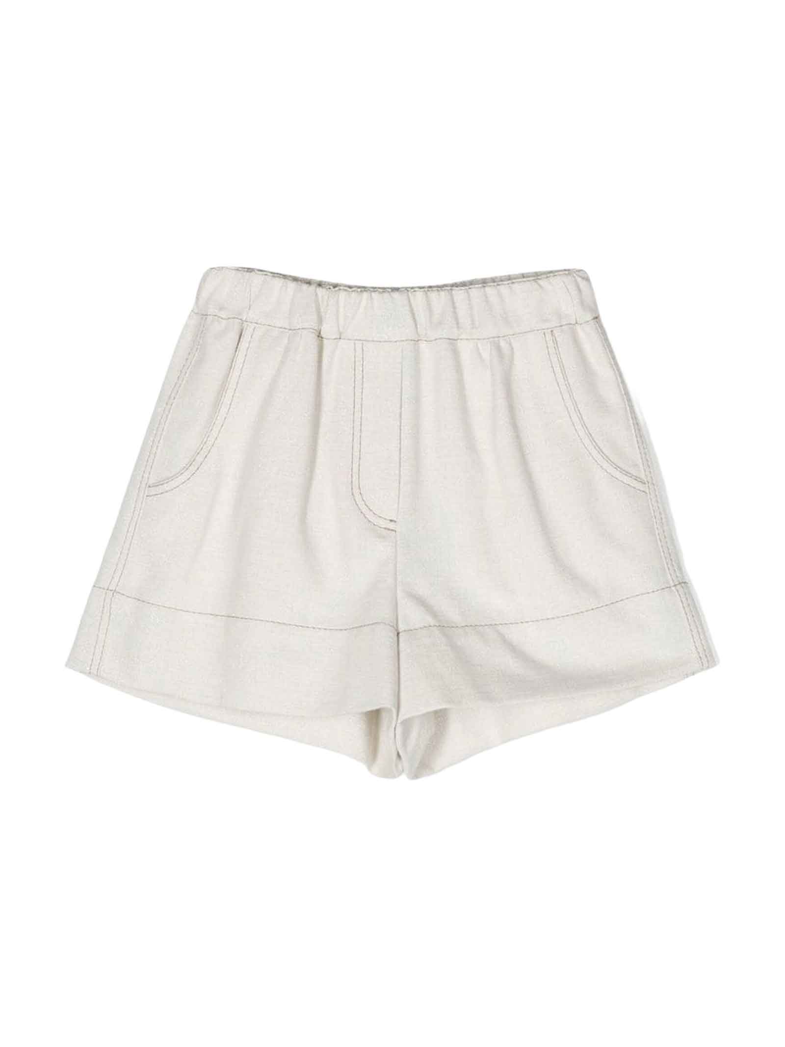 Brunello Cucinelli Kids' White Shorts Girl In Bianco