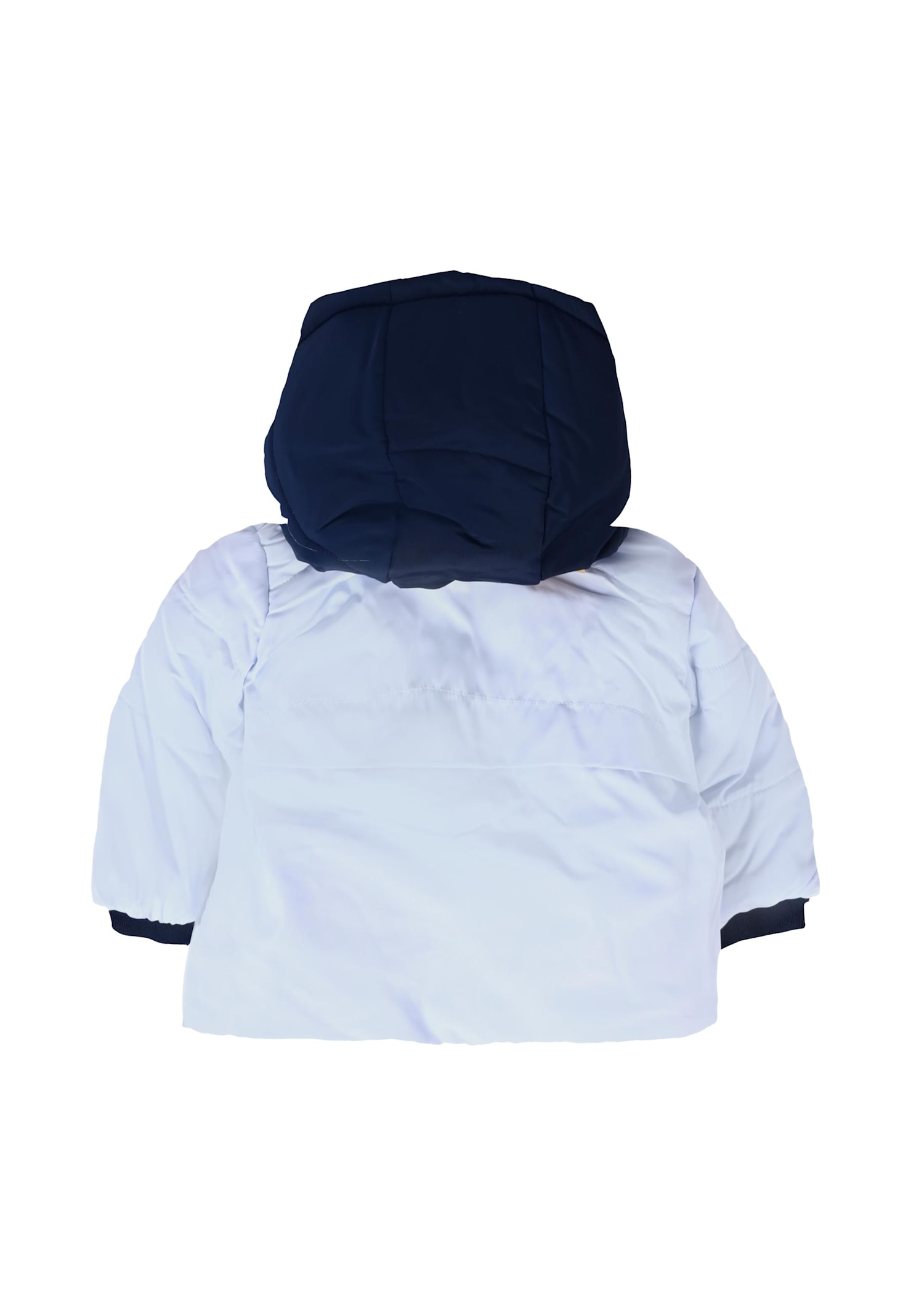 Hugo Boss Light Blue Reversible Down Jacket For Baby Boy With Patch In Blue