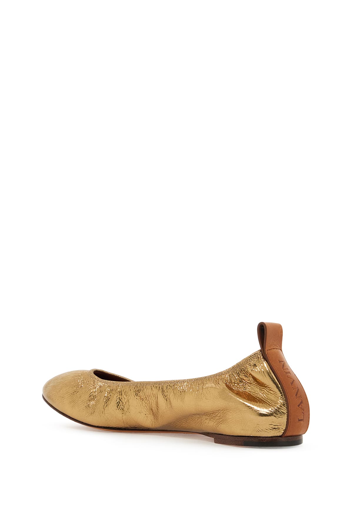 Shop Lanvin Laminate Ballet In Or (gold)