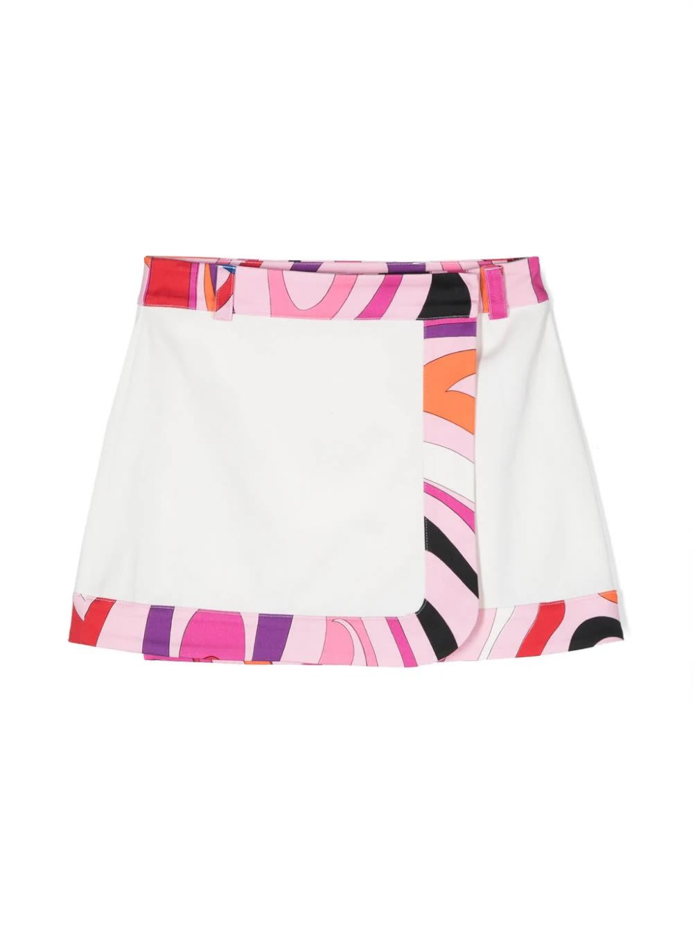 Pucci Kids' White Wrap Mini Skirt With Iride Border In Multi