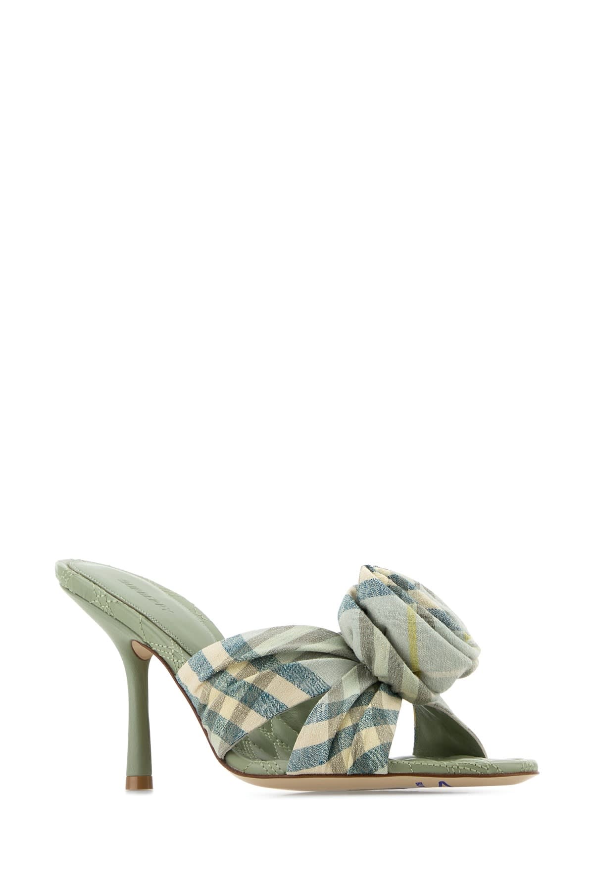 Burberry Fabric Embroidered Mews Mules With Knotted Detail In Breezeipcheck