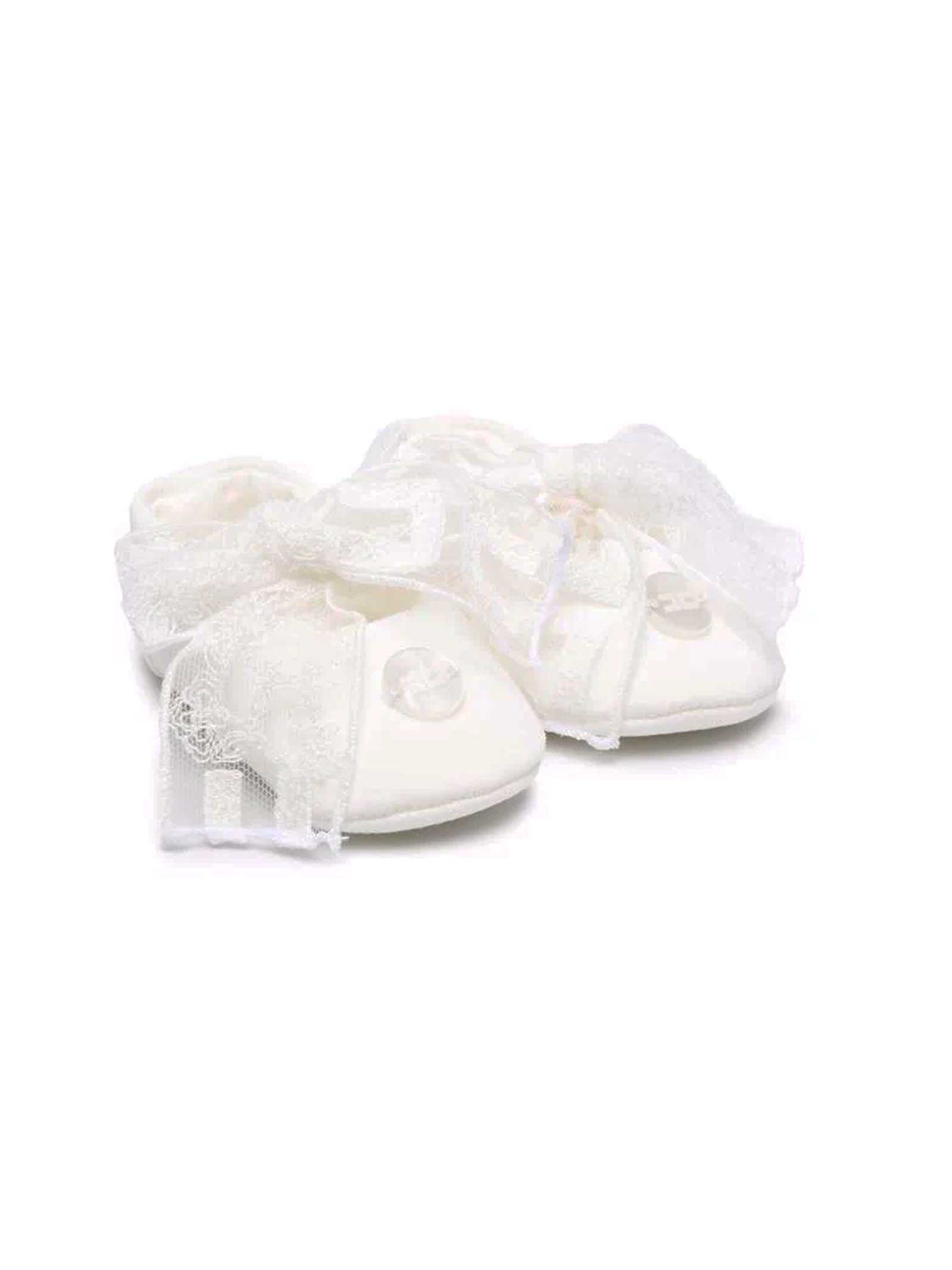 Elisabetta Franchi La Mia Bambina White Shoes With Ribbon