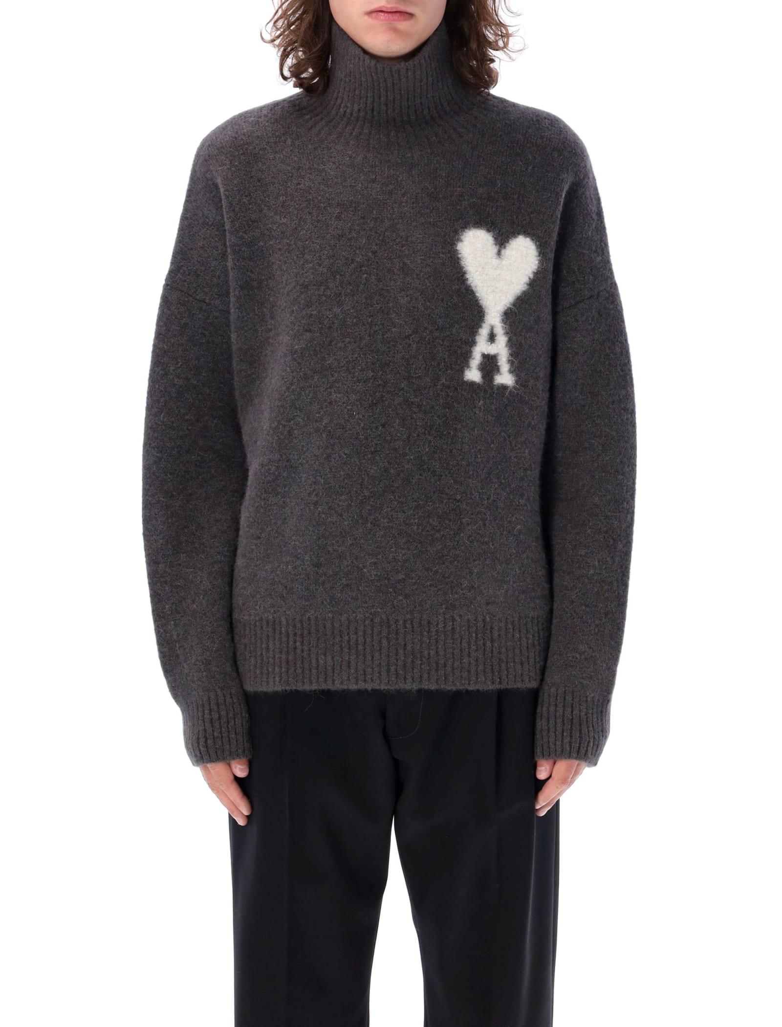 Shop Ami Alexandre Mattiussi Adc Sweater In Dk Grey