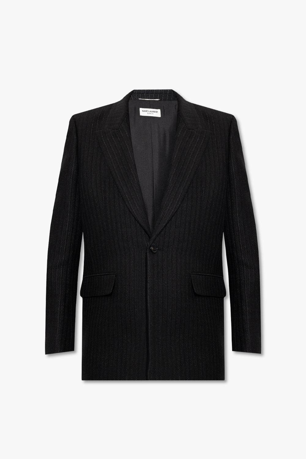 Shop Saint Laurent Pinstriped Blazer In Black