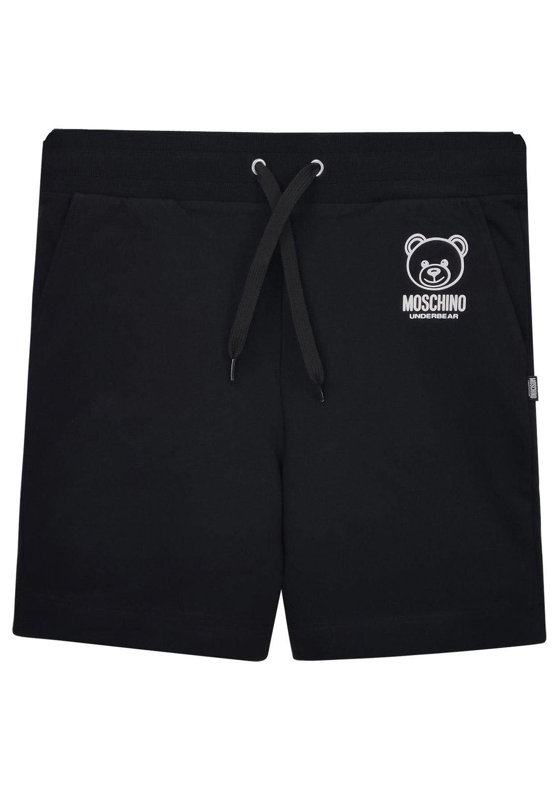 Shop Moschino Teddy Bear Detailed Drawstring Bermuda Shorts In Nero