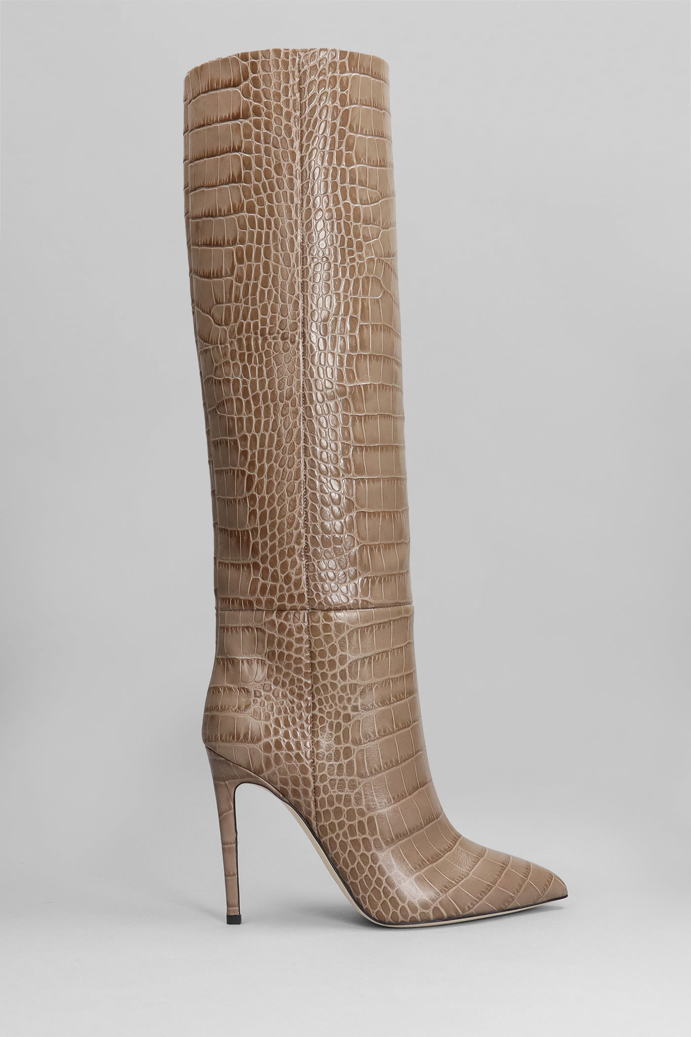 PARIS TEXAS HIGH HEELS BOOTS IN TAUPE LEATHER