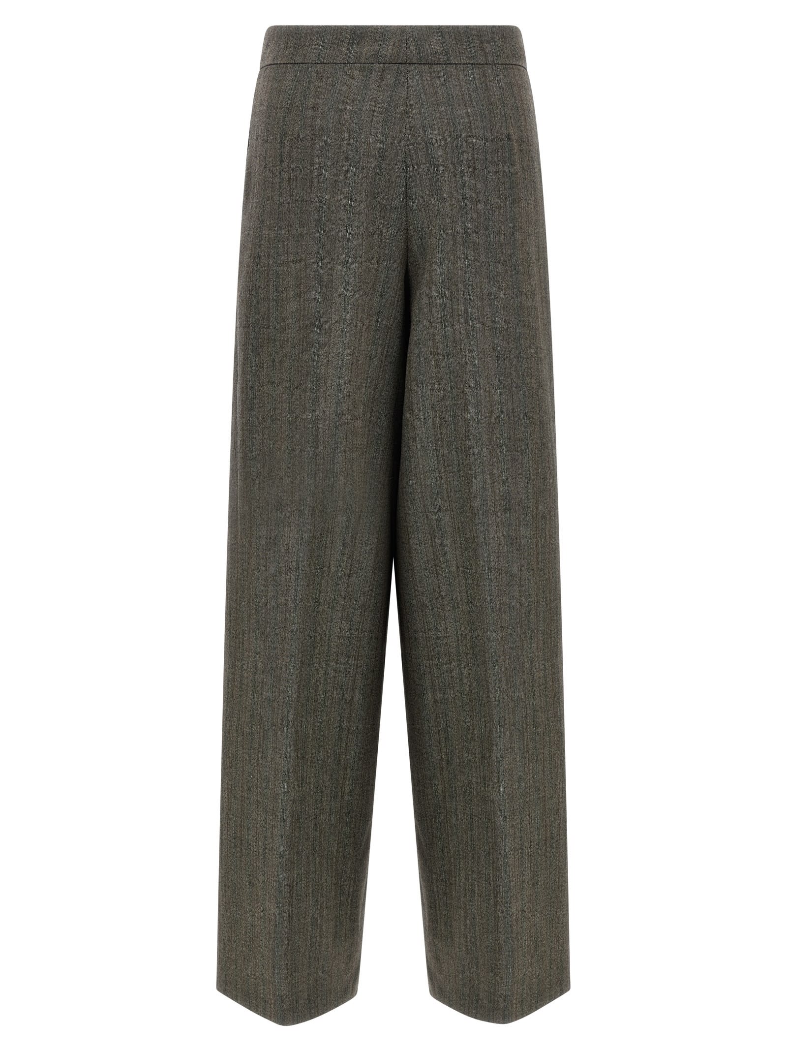 Dries Van Noten High Waist Wide Leg Trousers With Button Detail In Gray