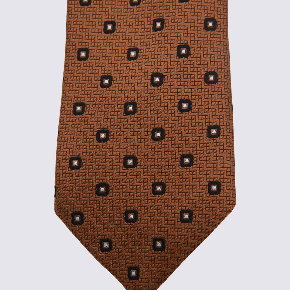 Zegna Geometric Pattern Tie Square Motifs In Brown