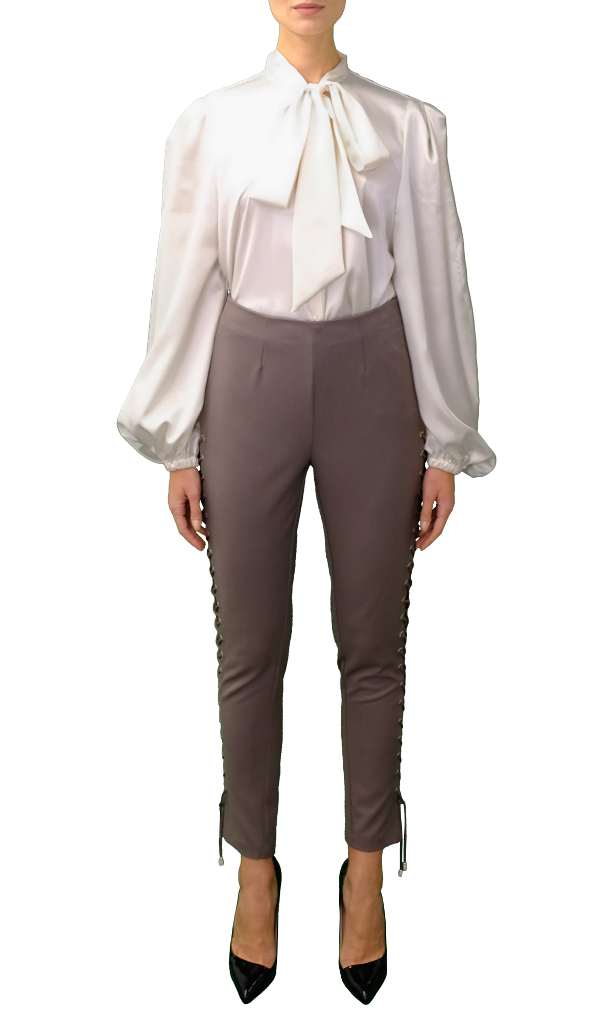 Shop Sara Battaglia Leggings In Grey