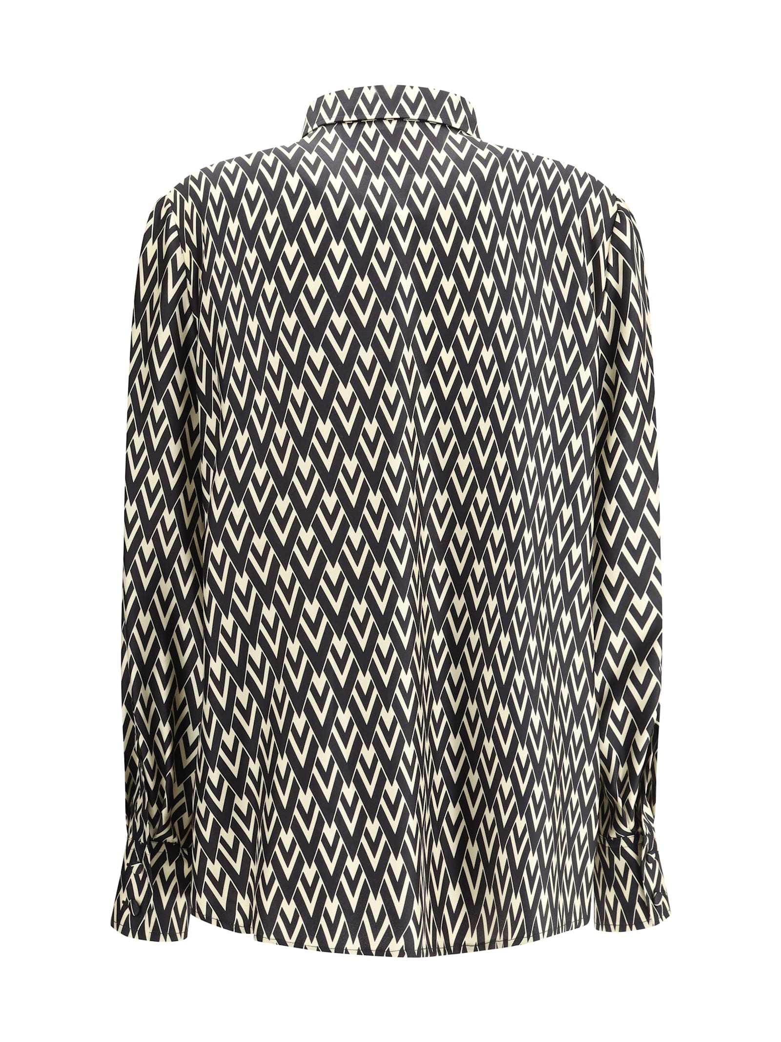 Valentino Toute La V Twill Shirt In Nero/crema