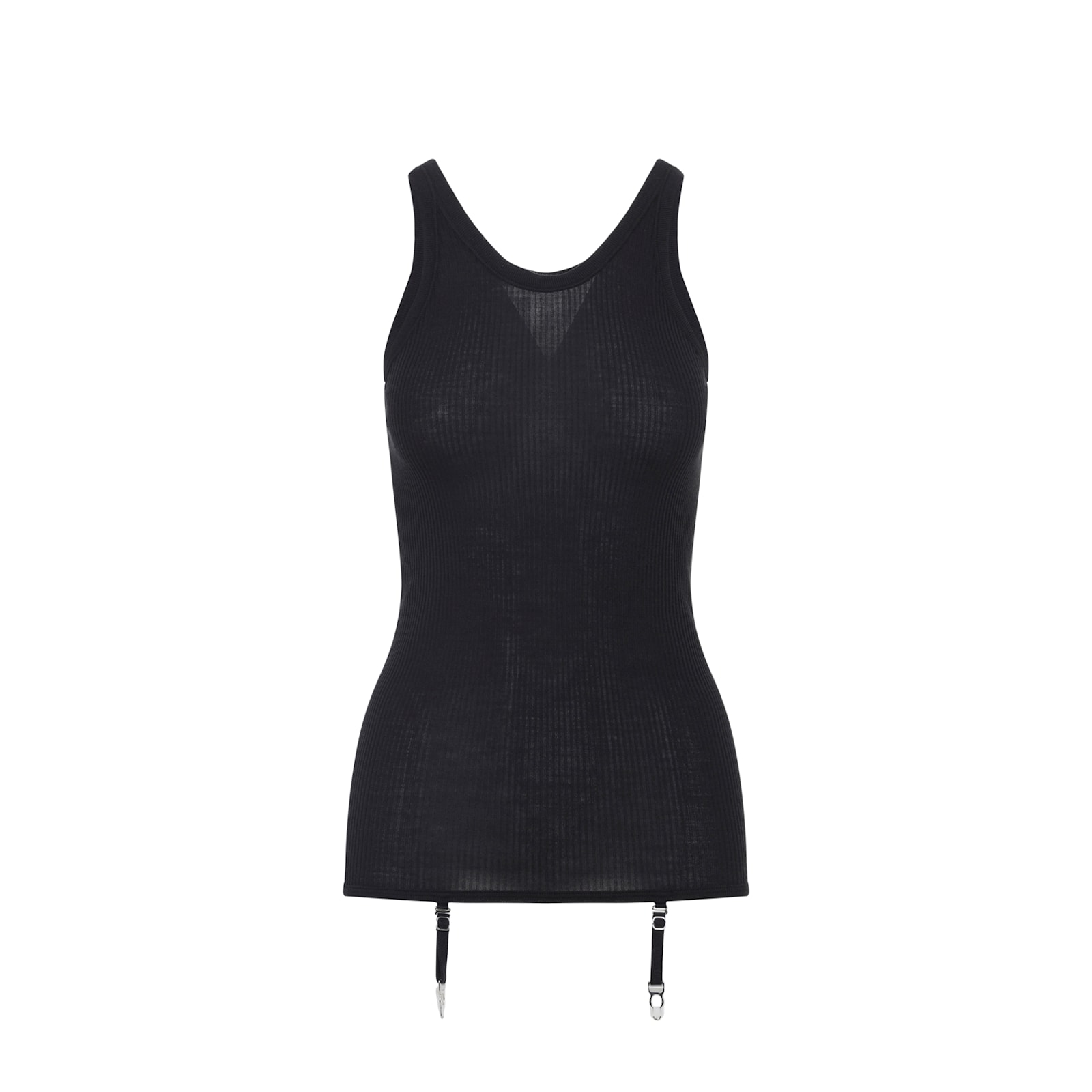 Lemaire Seamless Tank Top With Suspenders Granite Black In Black