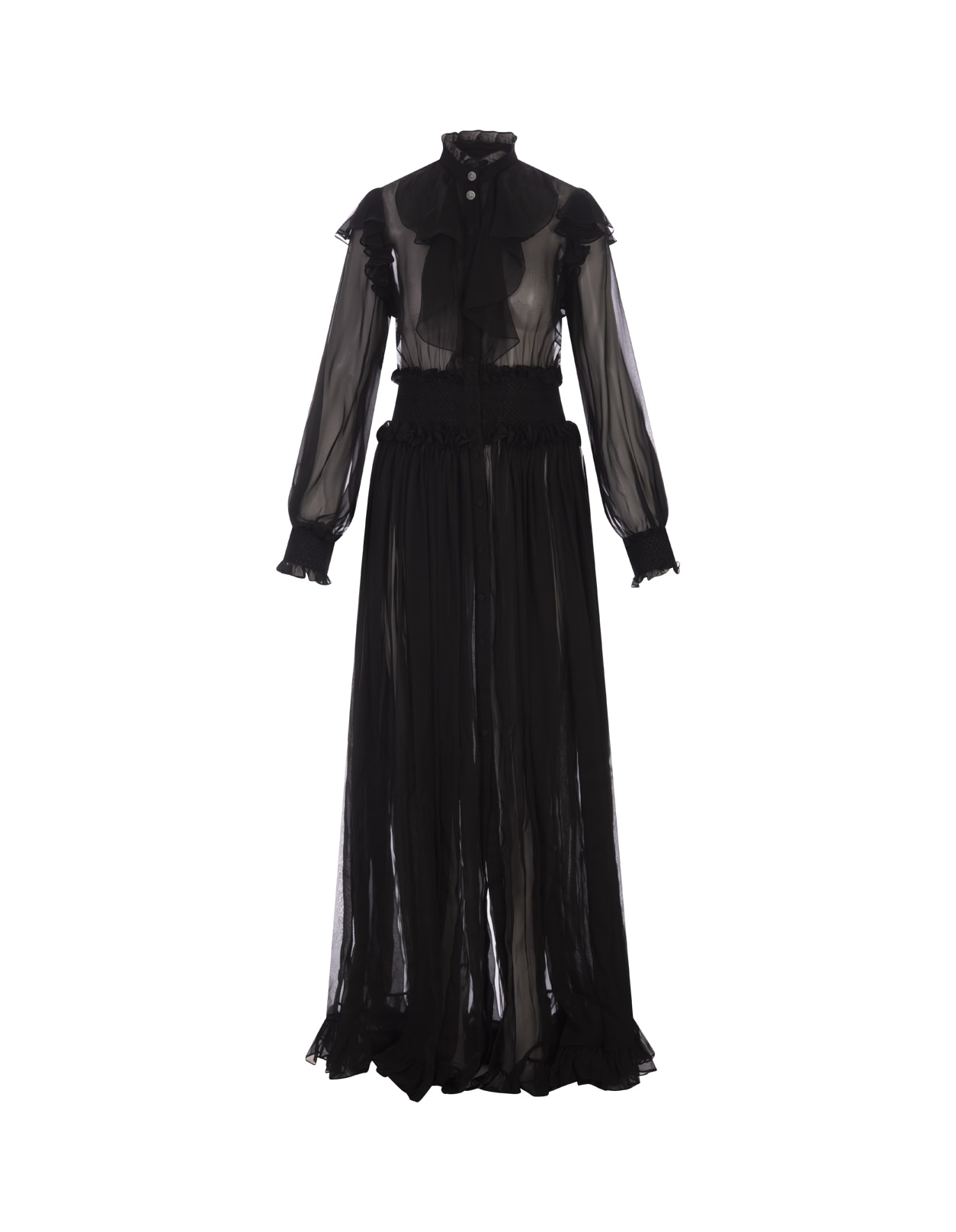 Black Long Dress With Ruffles