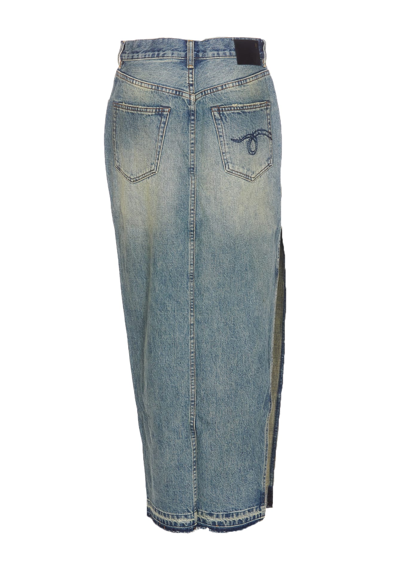 Shop R13 Denim Devon Side Slit Skirt In Blue