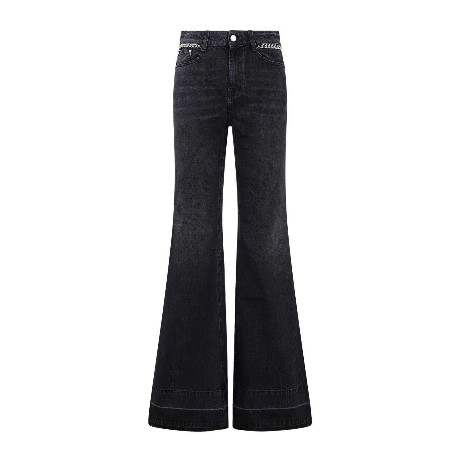 Shop Stella Mccartney Falabella Chain Flare Jeans In Black