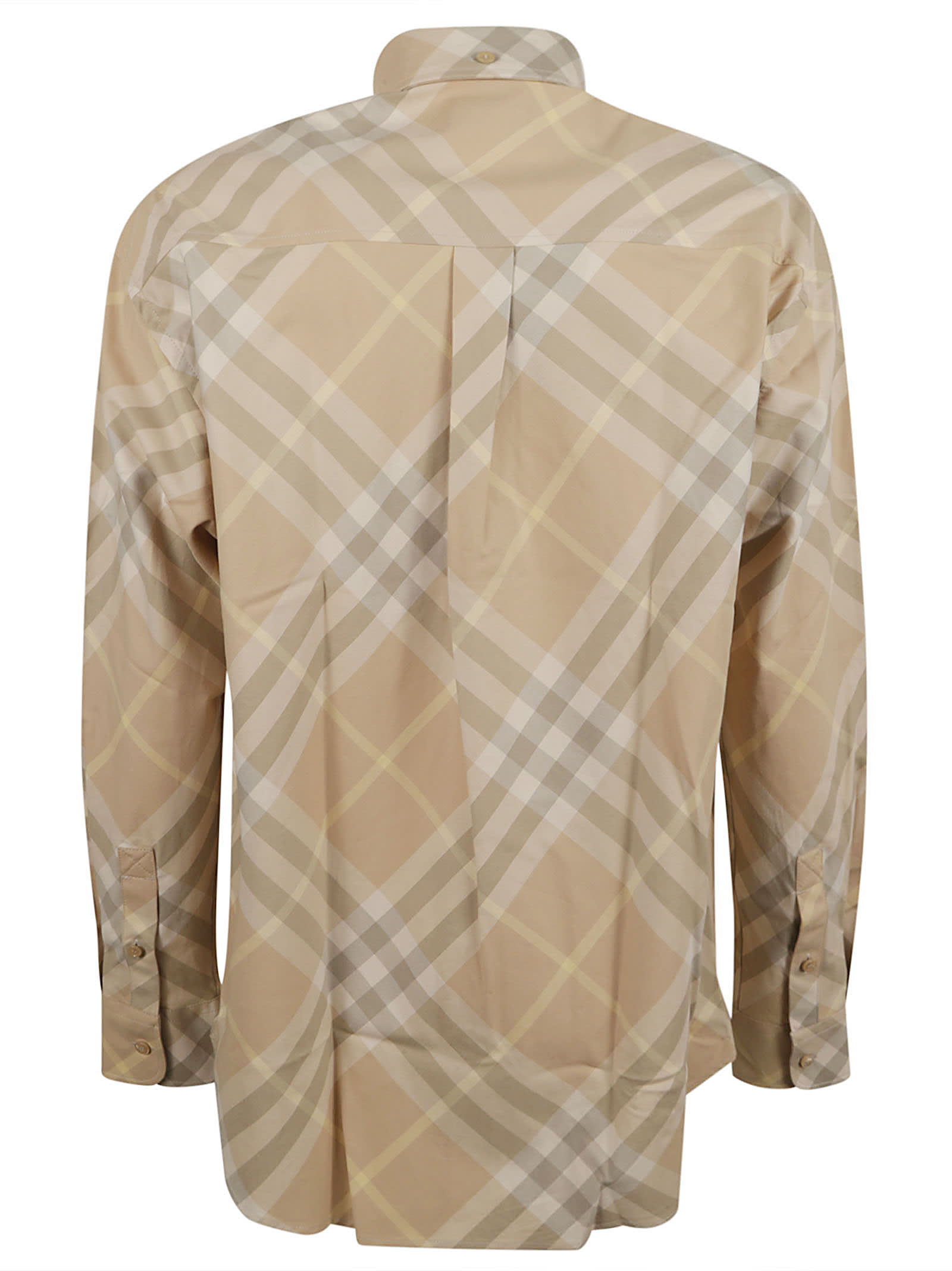 Shop Burberry Check Pattern Formal Shirt In Flax Ip Check