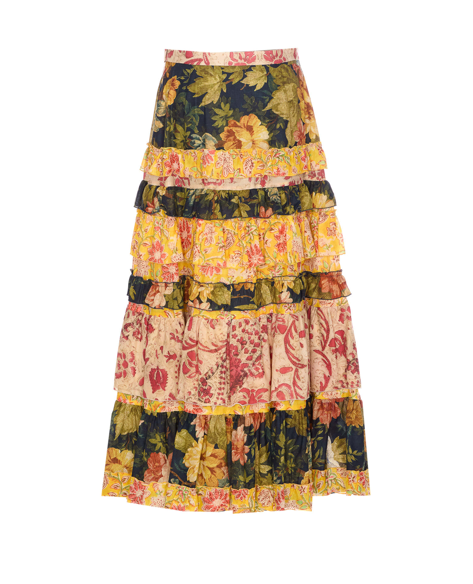 Valentino Multicolor Apres Lhiver Tiered Skirt In Multi