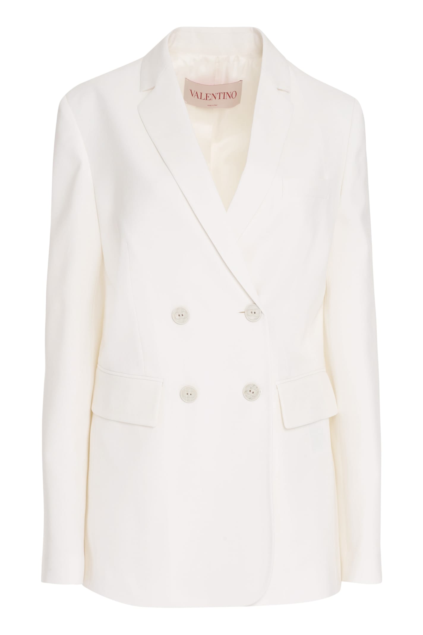 Valentino Double-breasted Wool Blazer In Nude