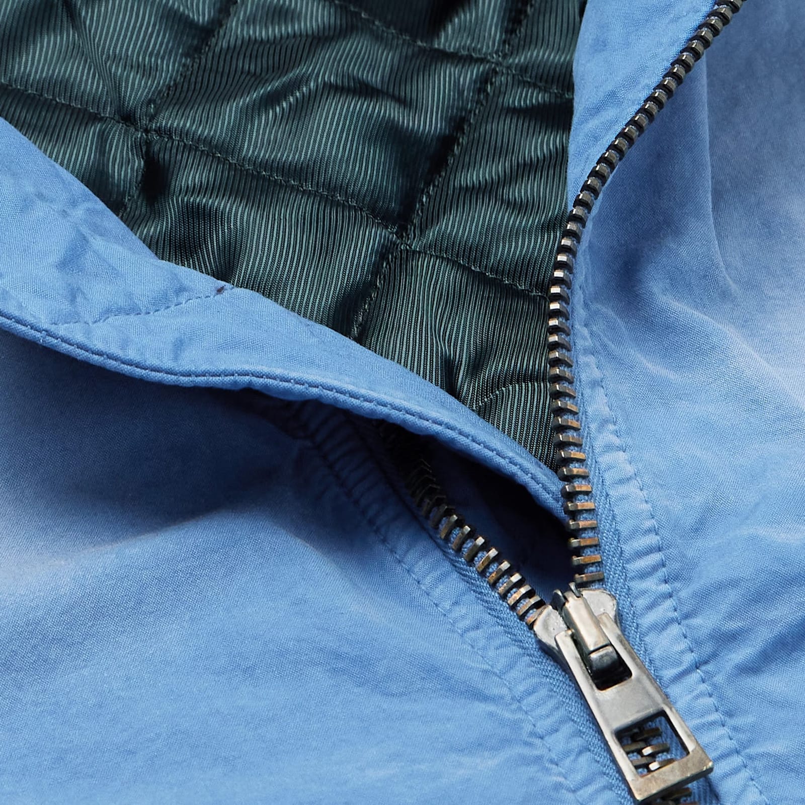 Loewe Blue Washed Effect Zipped Cotton Bomber Jacket In Blue