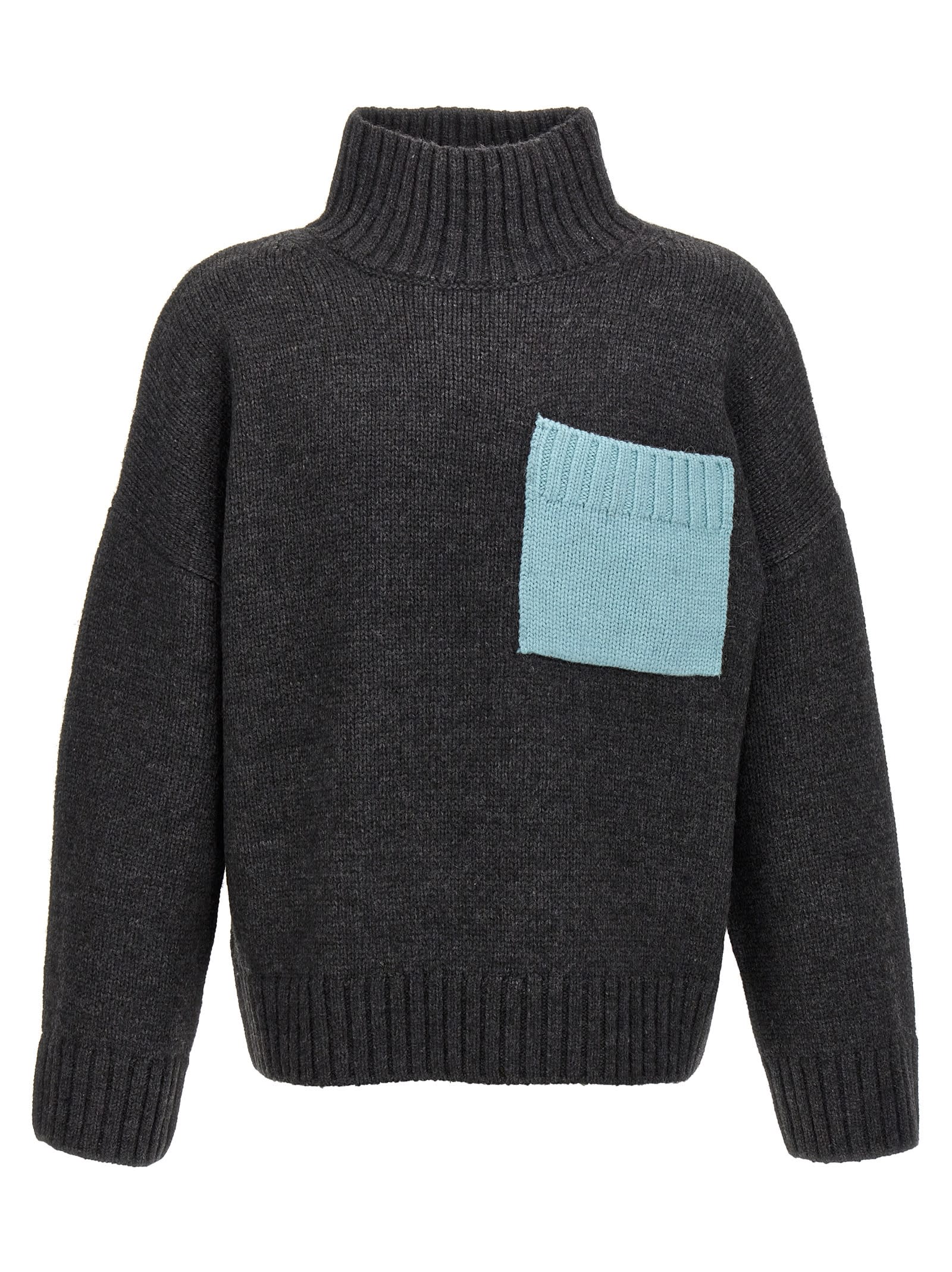 Shop Jw Anderson Patch Pocket Sweater In Dark Grey/artic Blue