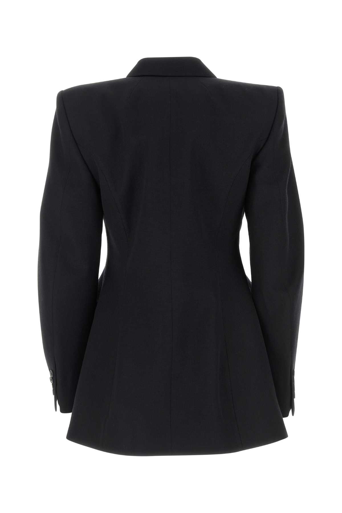 Balenciaga Black Wool Hourglass Blazer In 1000