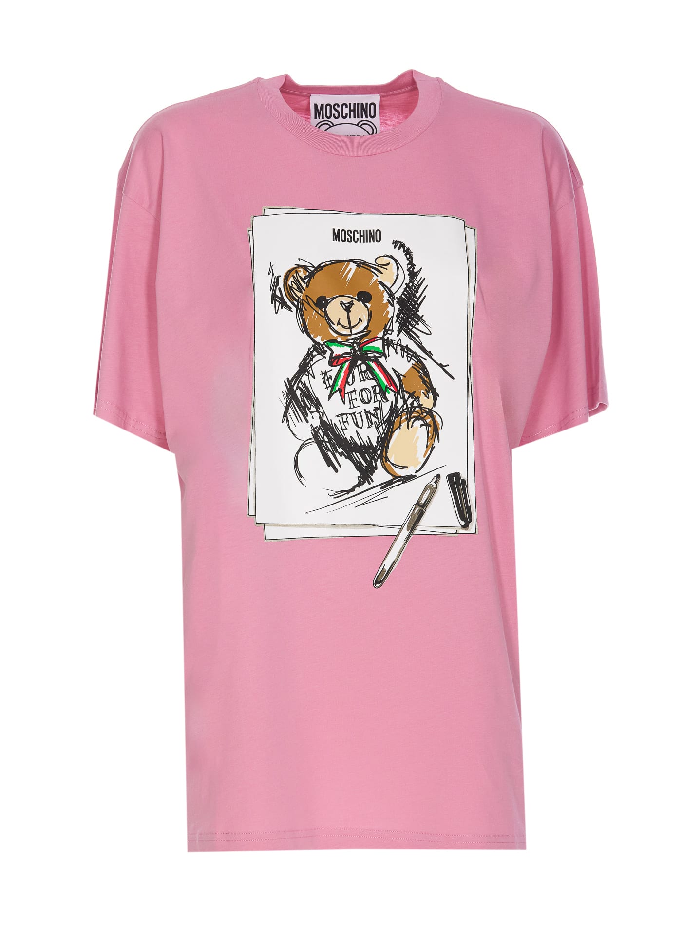 Shop Moschino Drawn Teddy Bear T-shirt In Pink