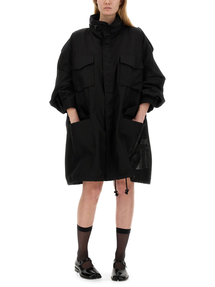 Shop Maison Margiela Zipped Coat In Black
