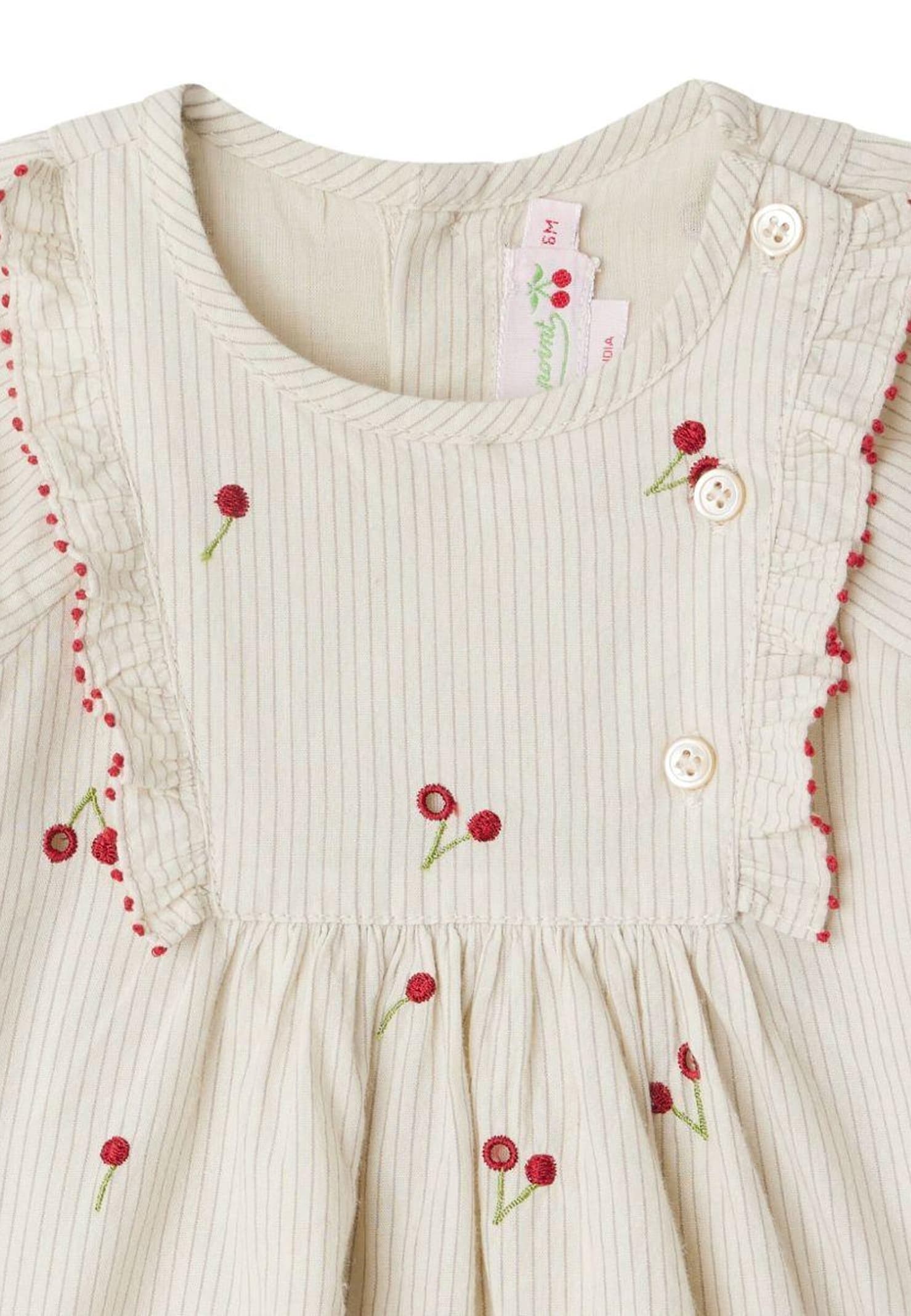 Bonpoint Ivory Dress For Baby Girl With Cherries In White