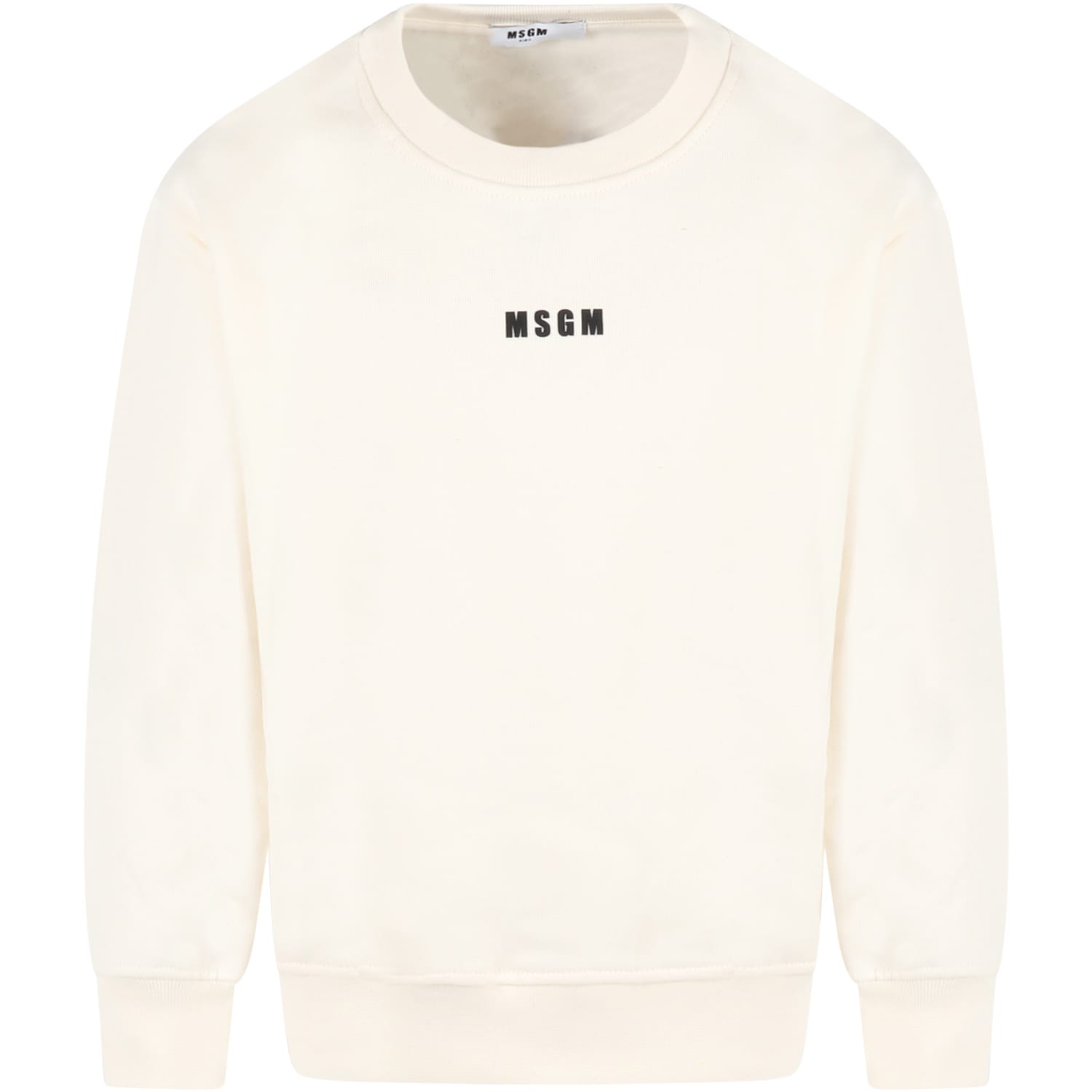 MSGM Ivory Sweatshirt For Kids With Black Logo