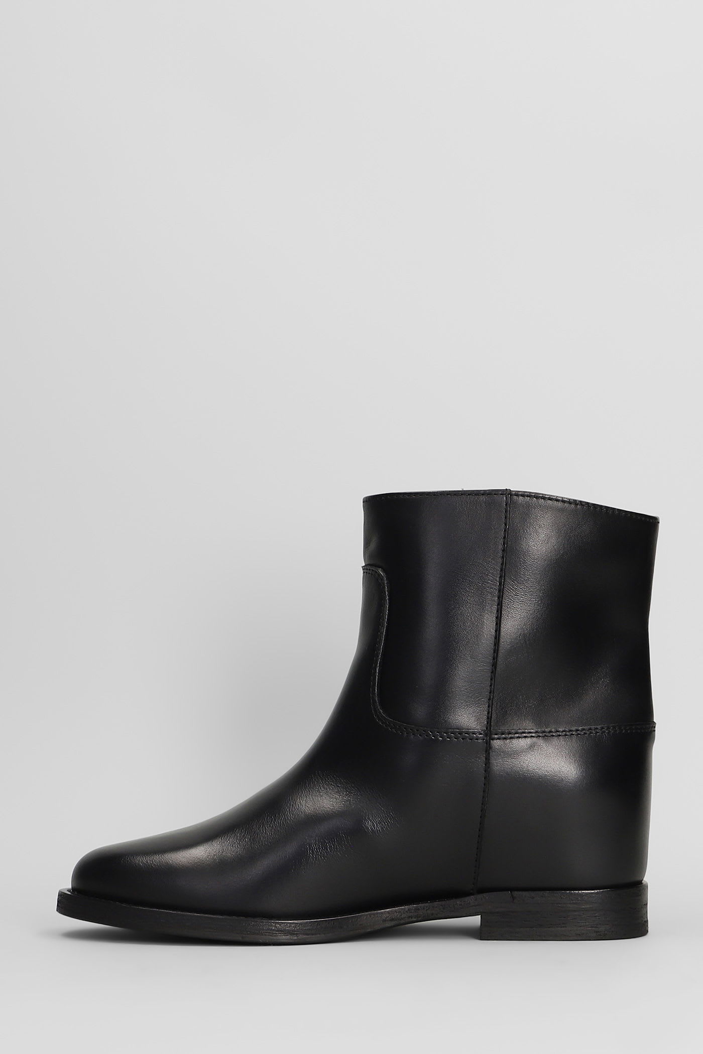 Via Roma 15 Ankle Boots Inside Wedge In Black Leather In Black