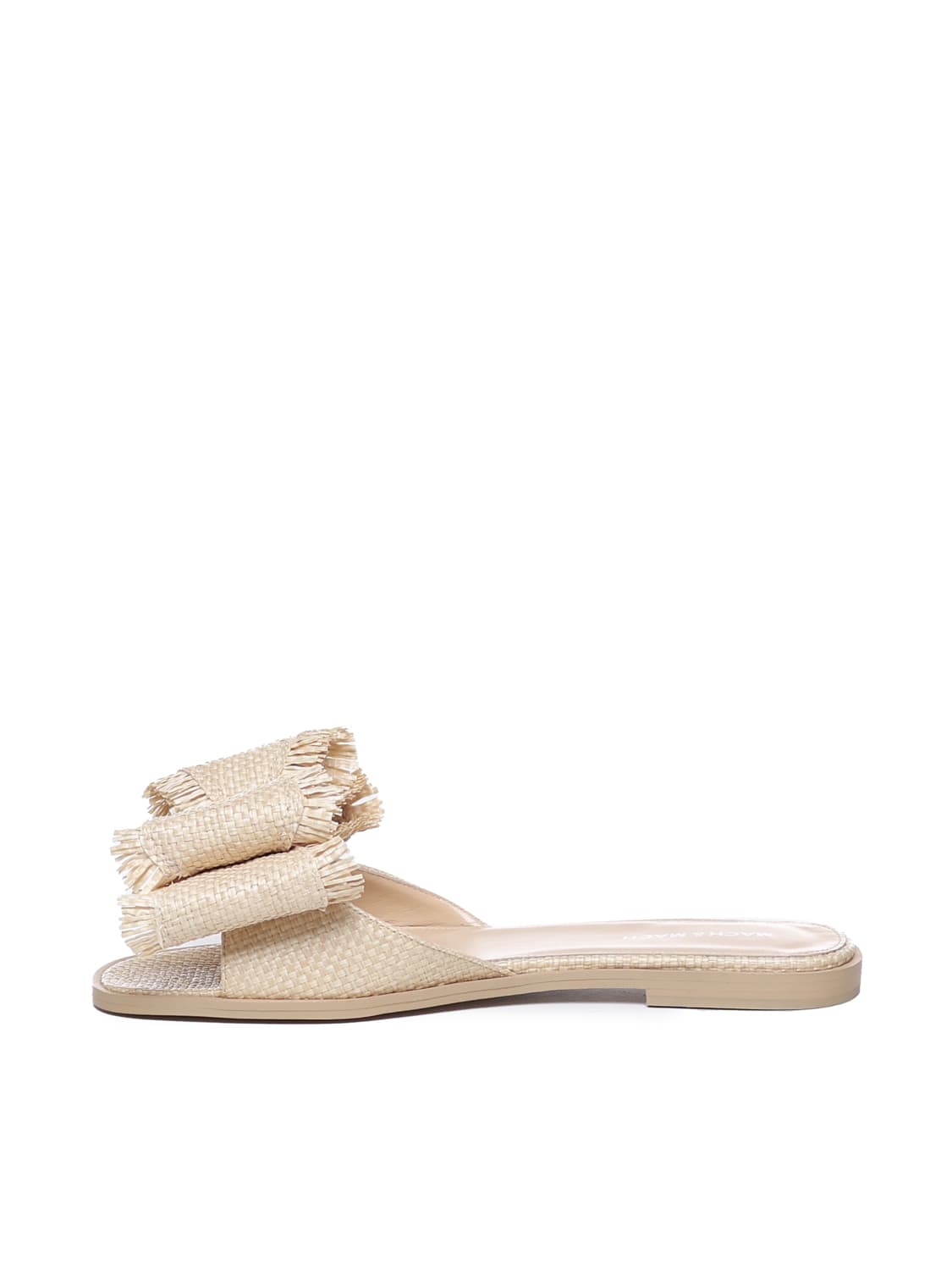 Shop Mach &amp; Mach Flat Sandal In Rope And Leather In Beige