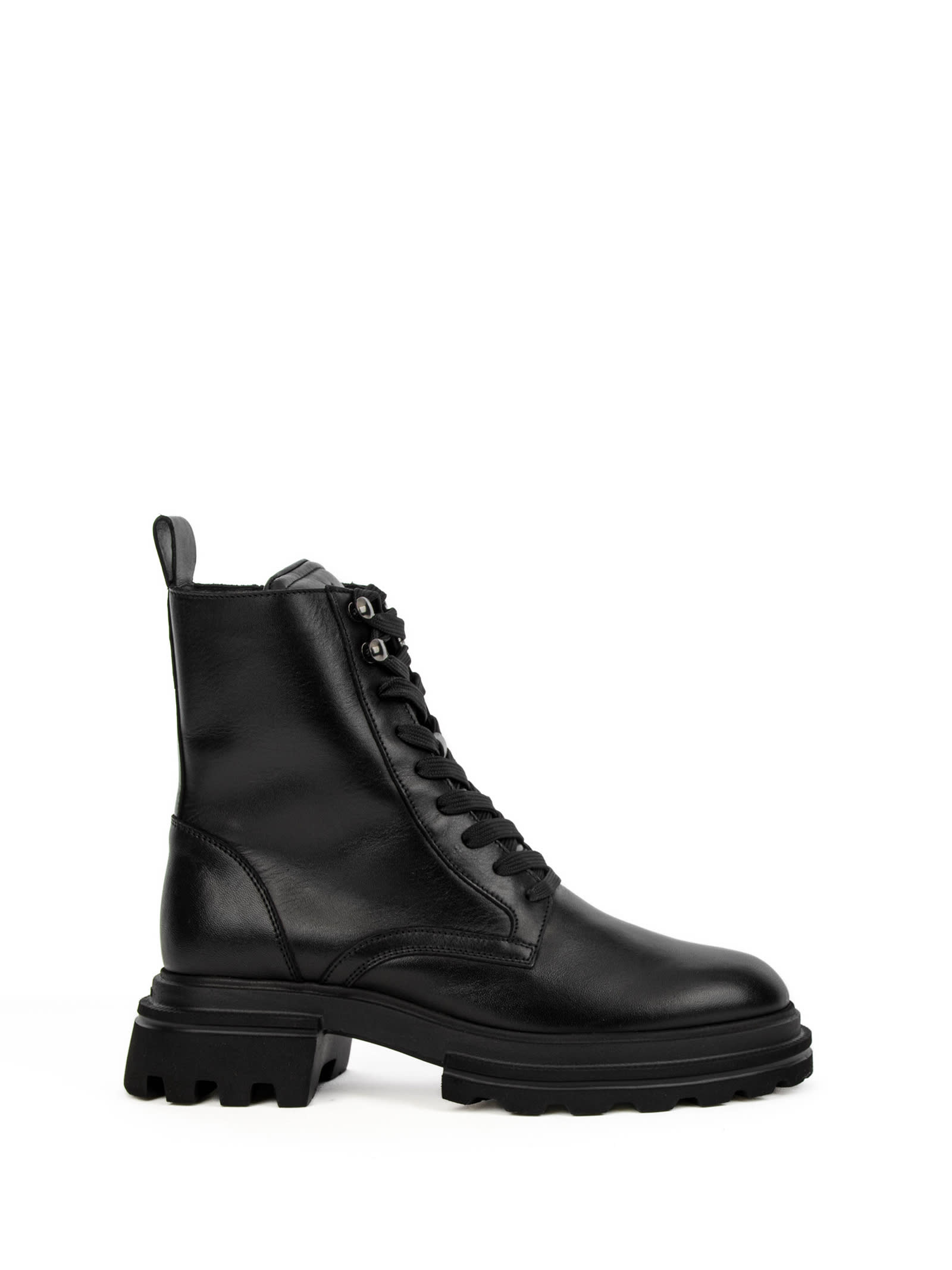 Shop Hogan H674 Black Leather Ankle Boot In Nero