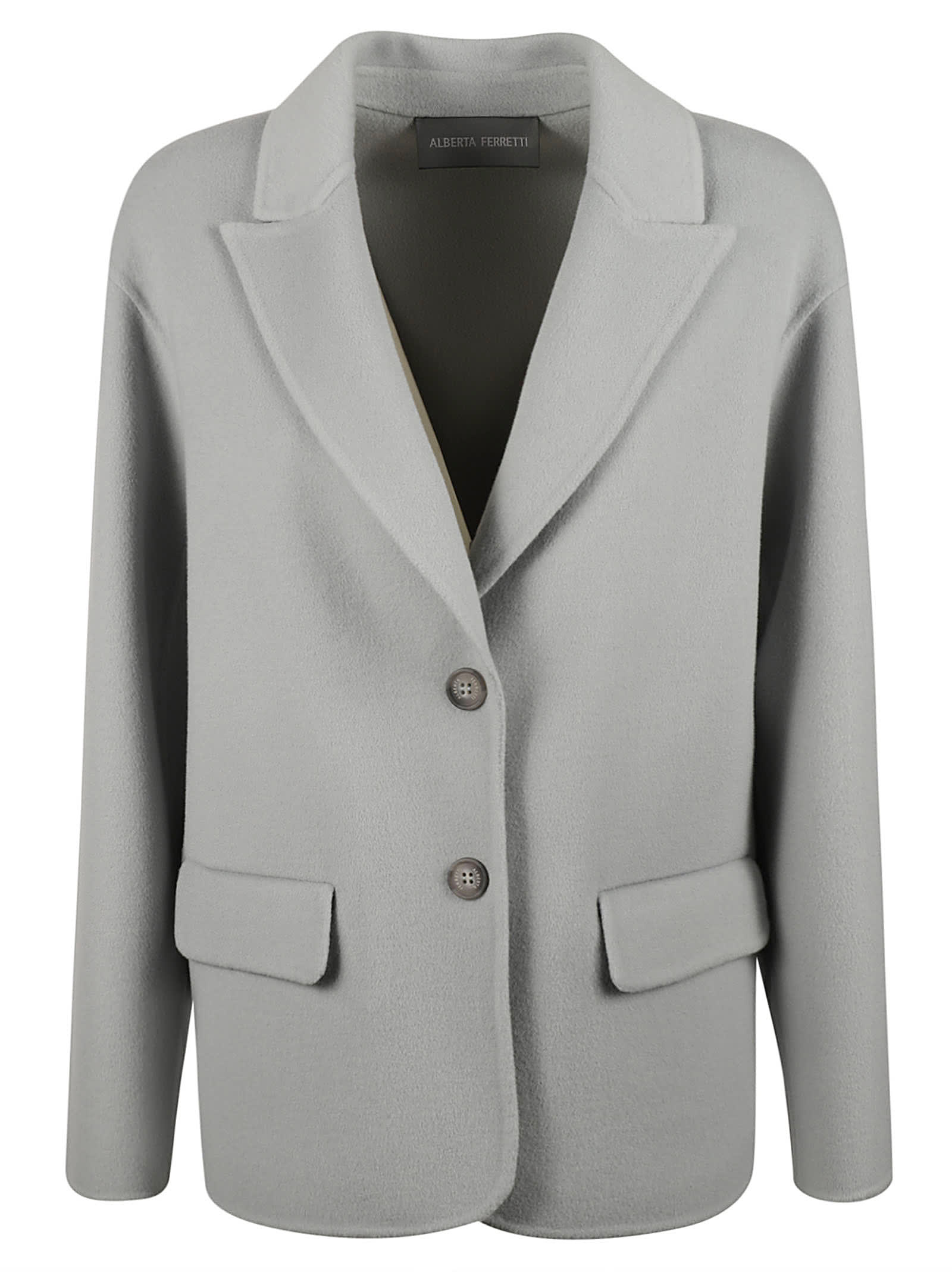 Shop Alberta Ferretti Regular Plain Buttoned Jacket In Polvere