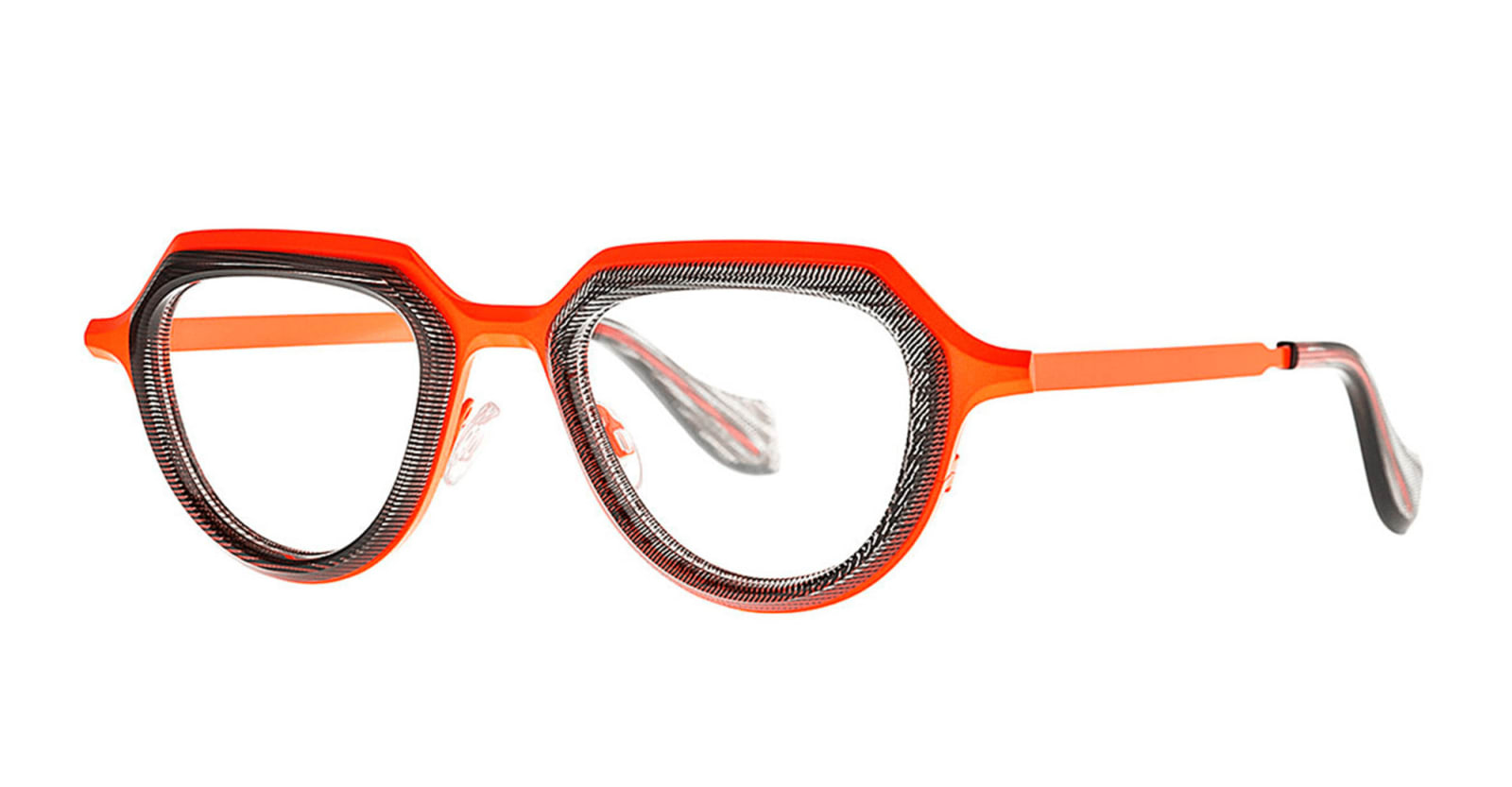 Shop Theo Eyewear Prong - 014 Fluo Orange Rx Glasses