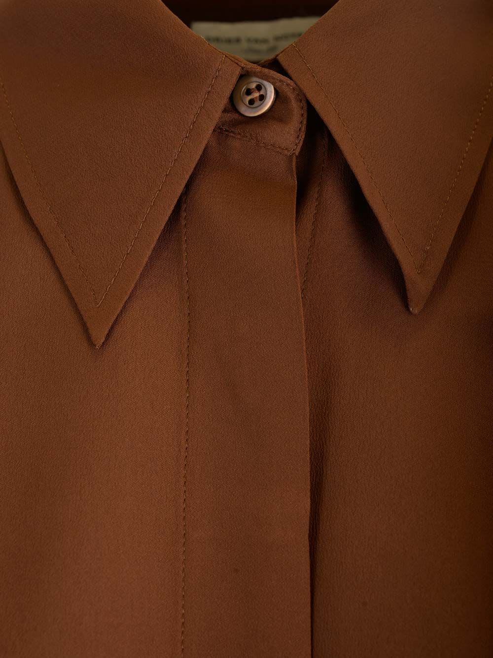 Shop Dries Van Noten Silk Crepe Shirt In Brown