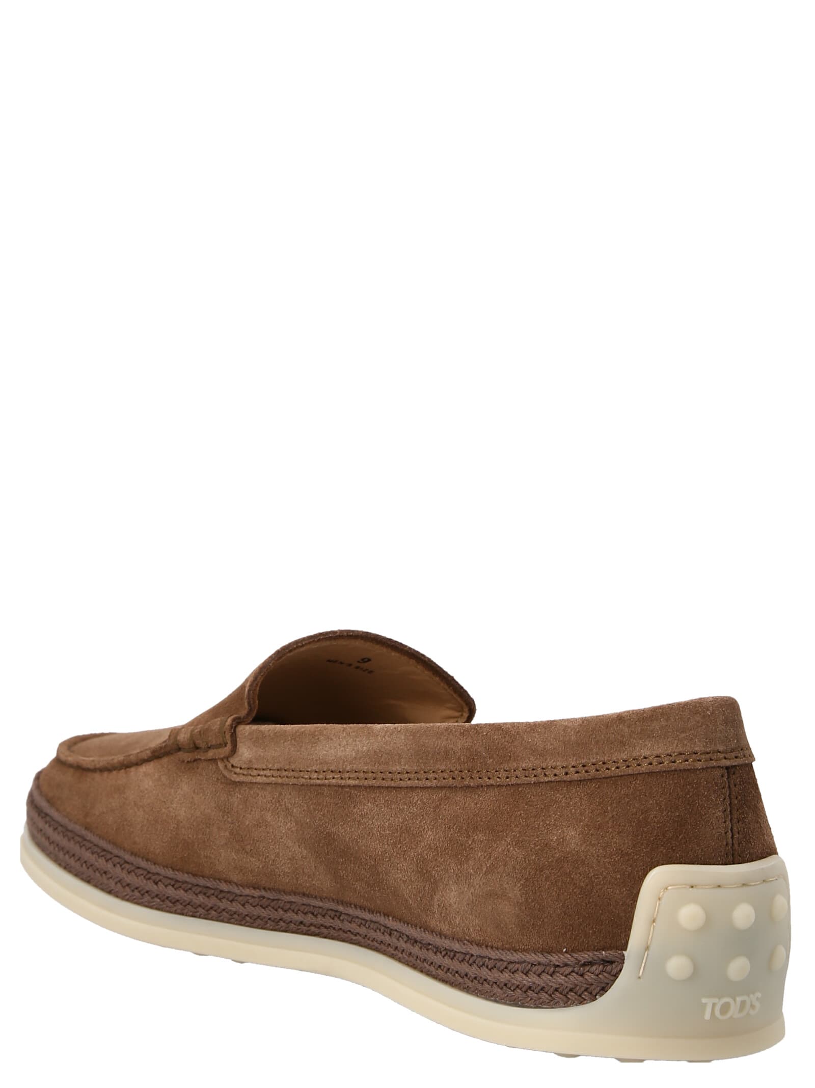Tod's Loafers With Suede Finish And Rubber Sole In Brown
