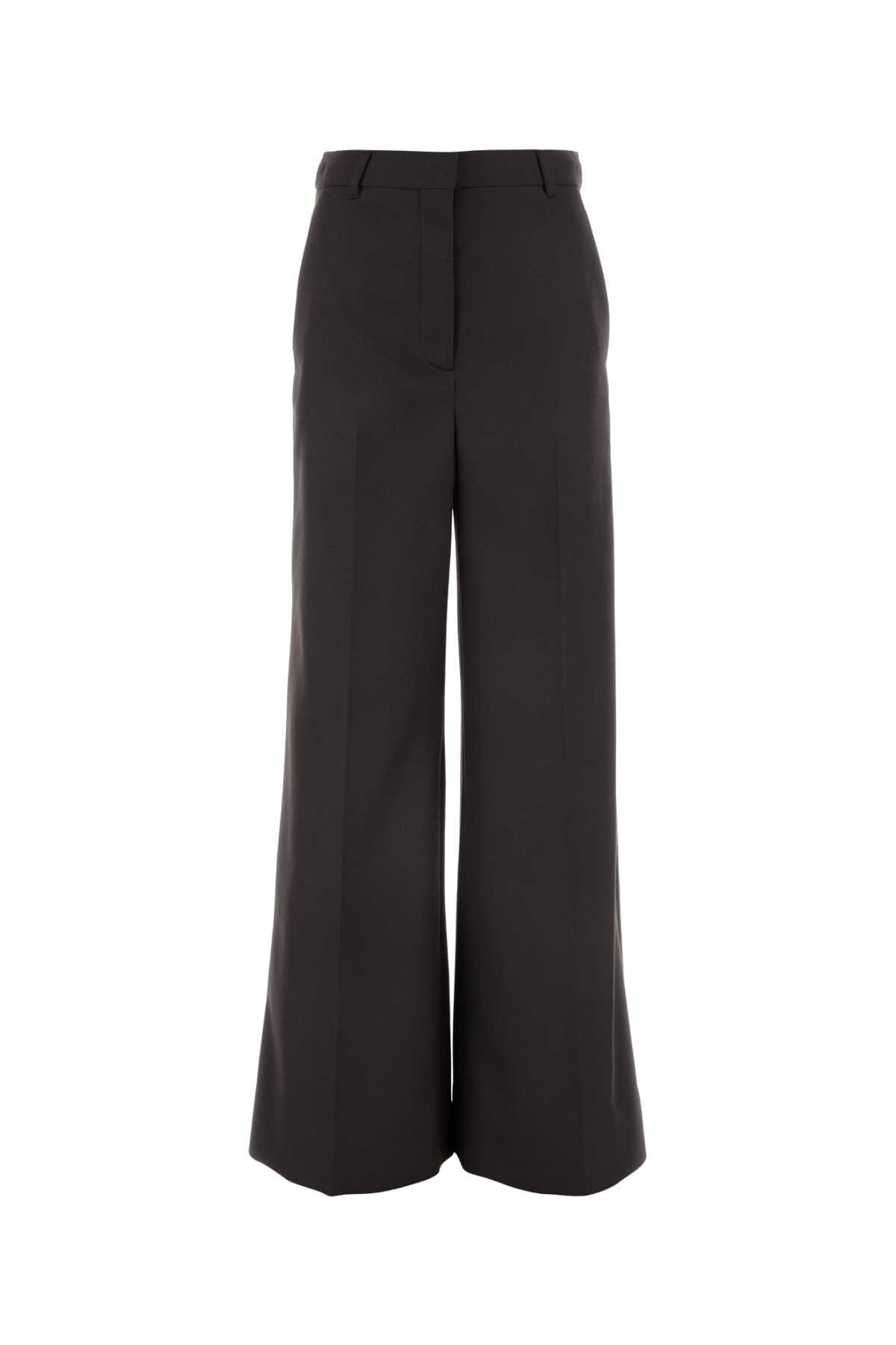 Shop Stella Mccartney Chocolate Flannel Wide-leg Pant In Darkchocolate