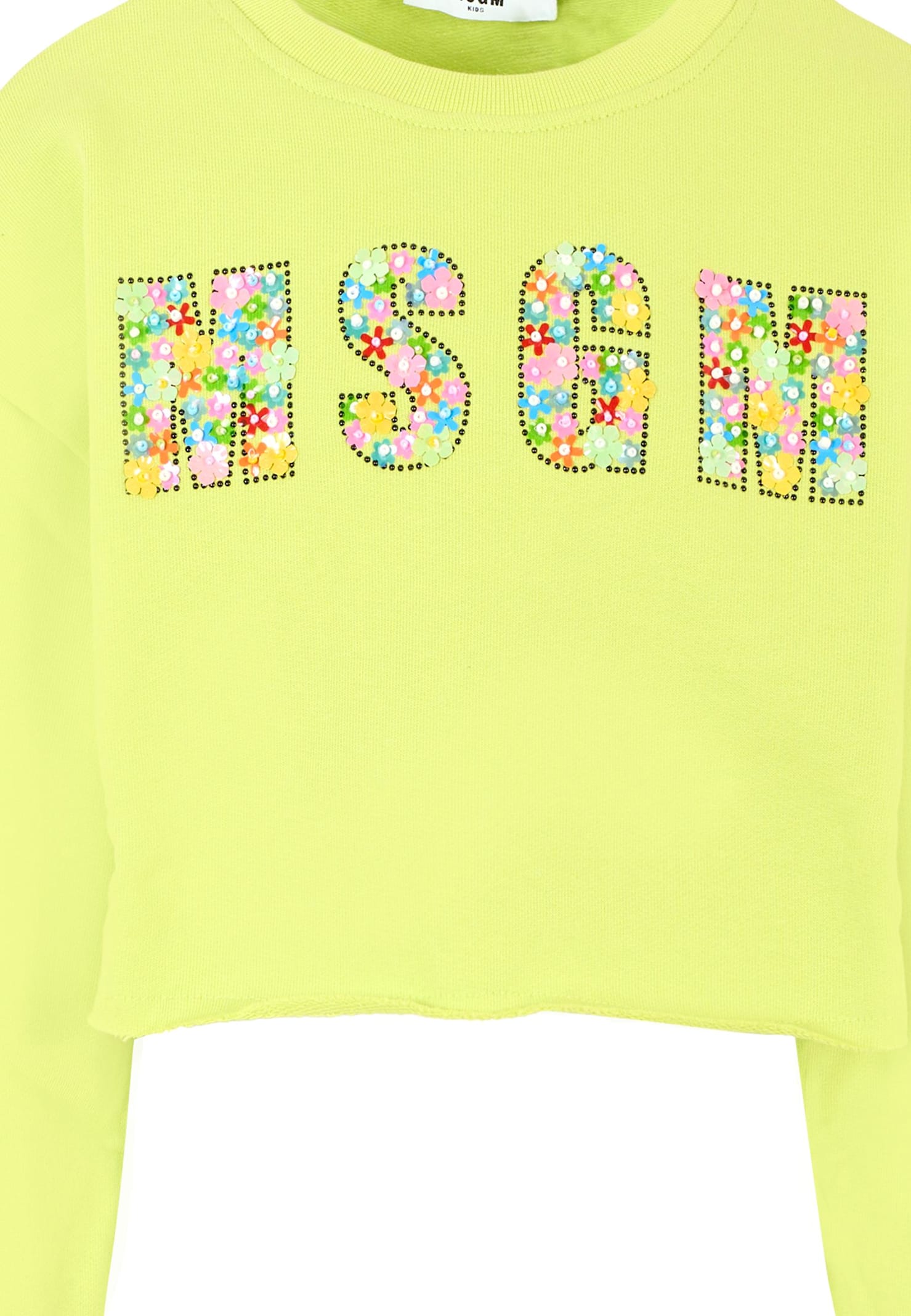Msgm Yellow Sweatshirt For Girl With Logo In Yellow
